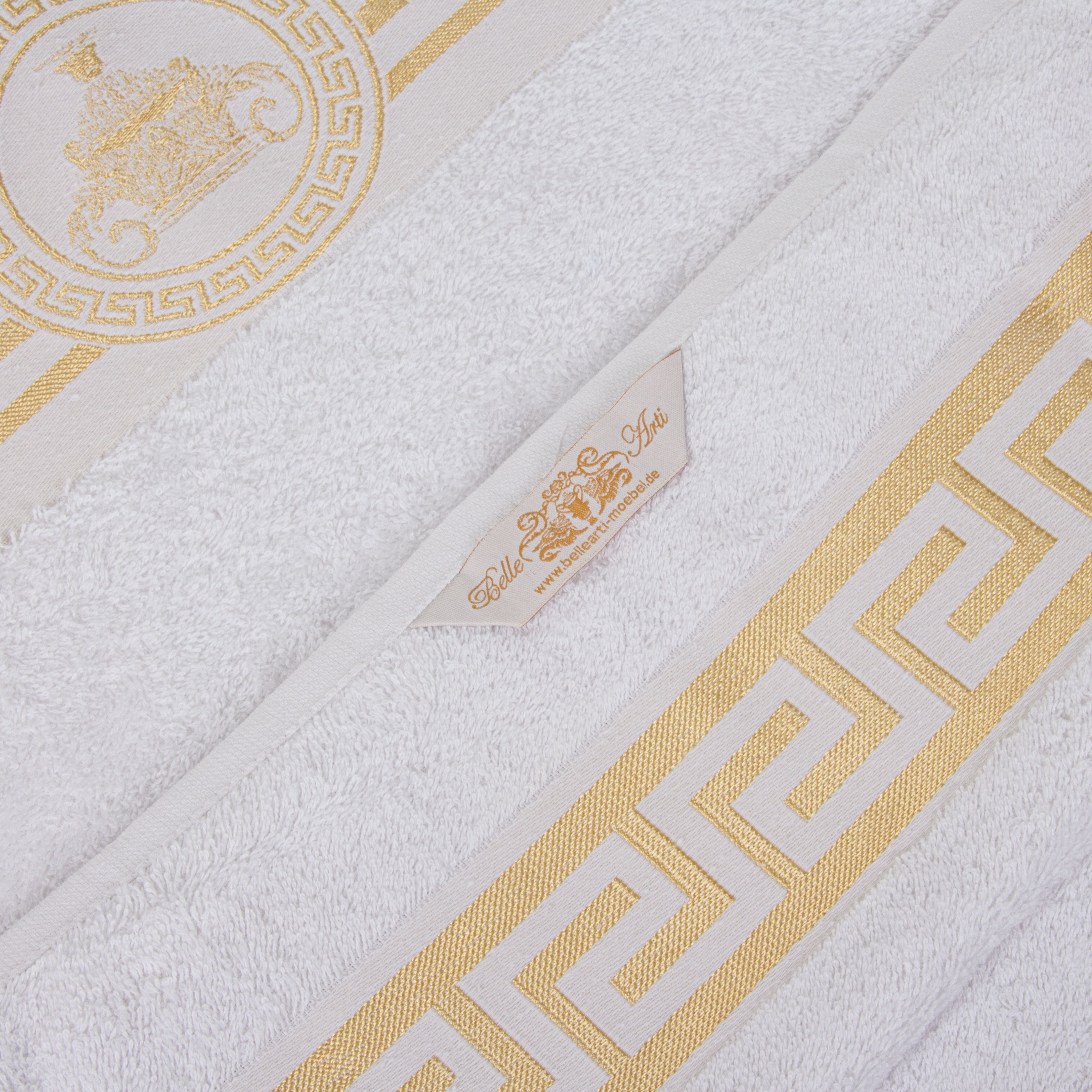 Mäander Amphora Towels White Gold