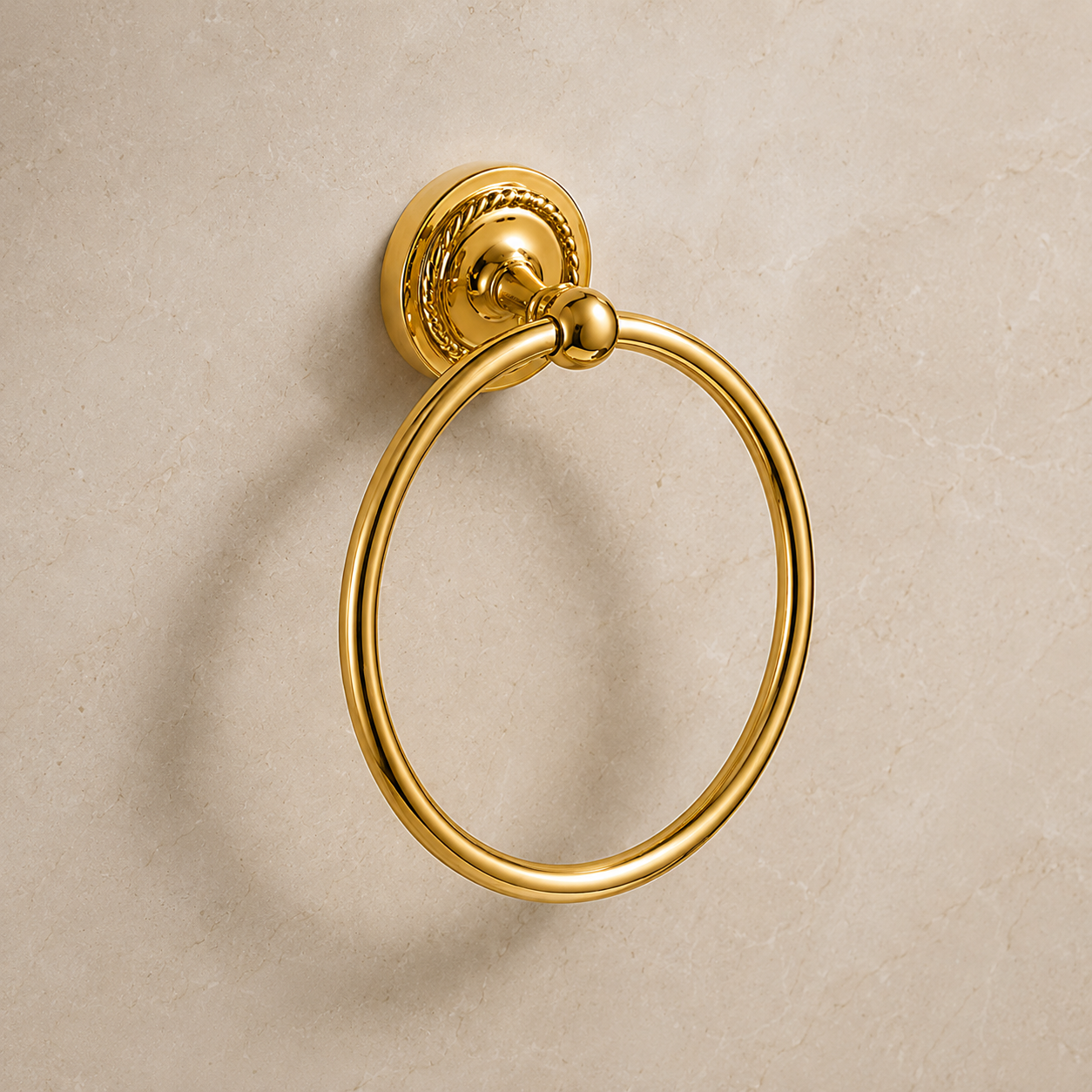Luxury towel holder made of polished brass in gold look Verona - stylish and rust-free