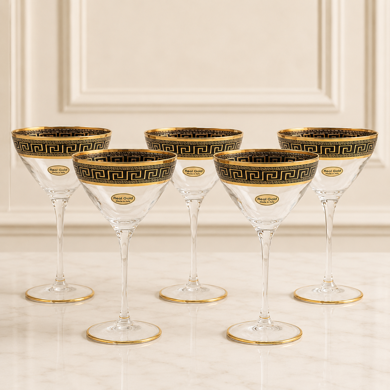 Exklusive Mäander Martini-Gläser