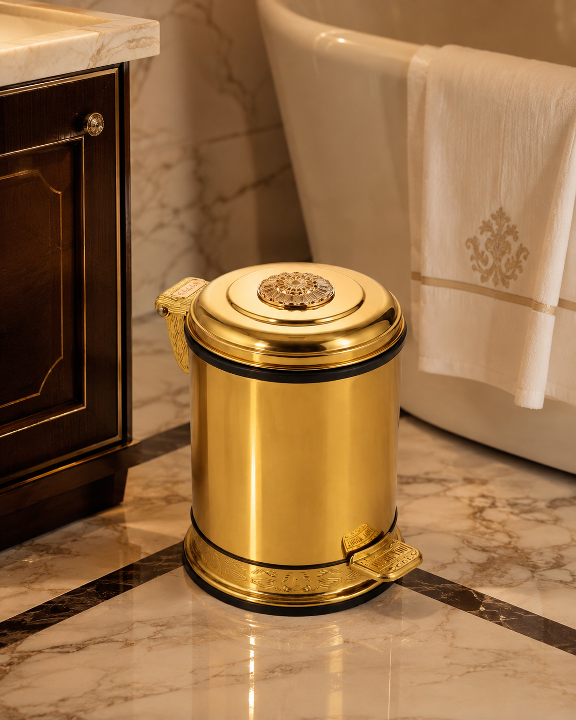 Goldener Treteimer aus Edelstahl mit Fußpedal – 6L oder 10L