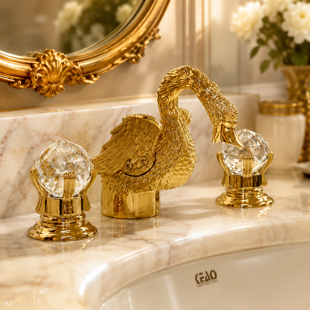 Bathroom Faucet Duck Gold Crystal