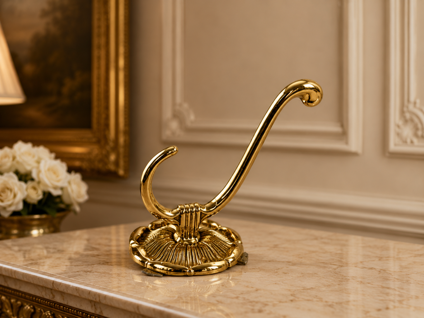 Brass coat wardrobe hook