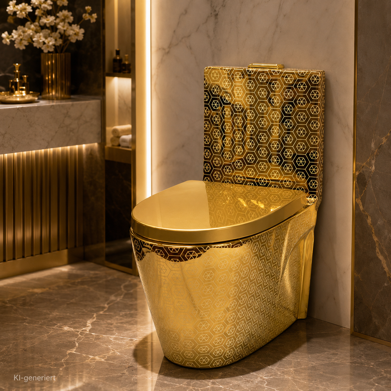 Goldene Toilette Kariert Sechseckig Modell 2