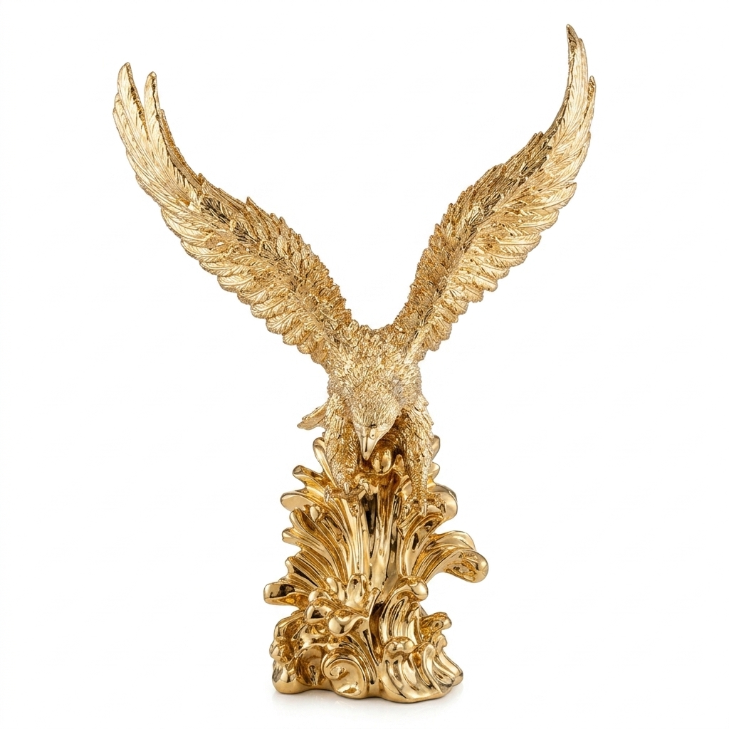 xus Deko-Adler Skulptur in Gold | Resin Kunstharz Adlerfigur (Höhe 66 cm) für exklusive Wohnkonzepte