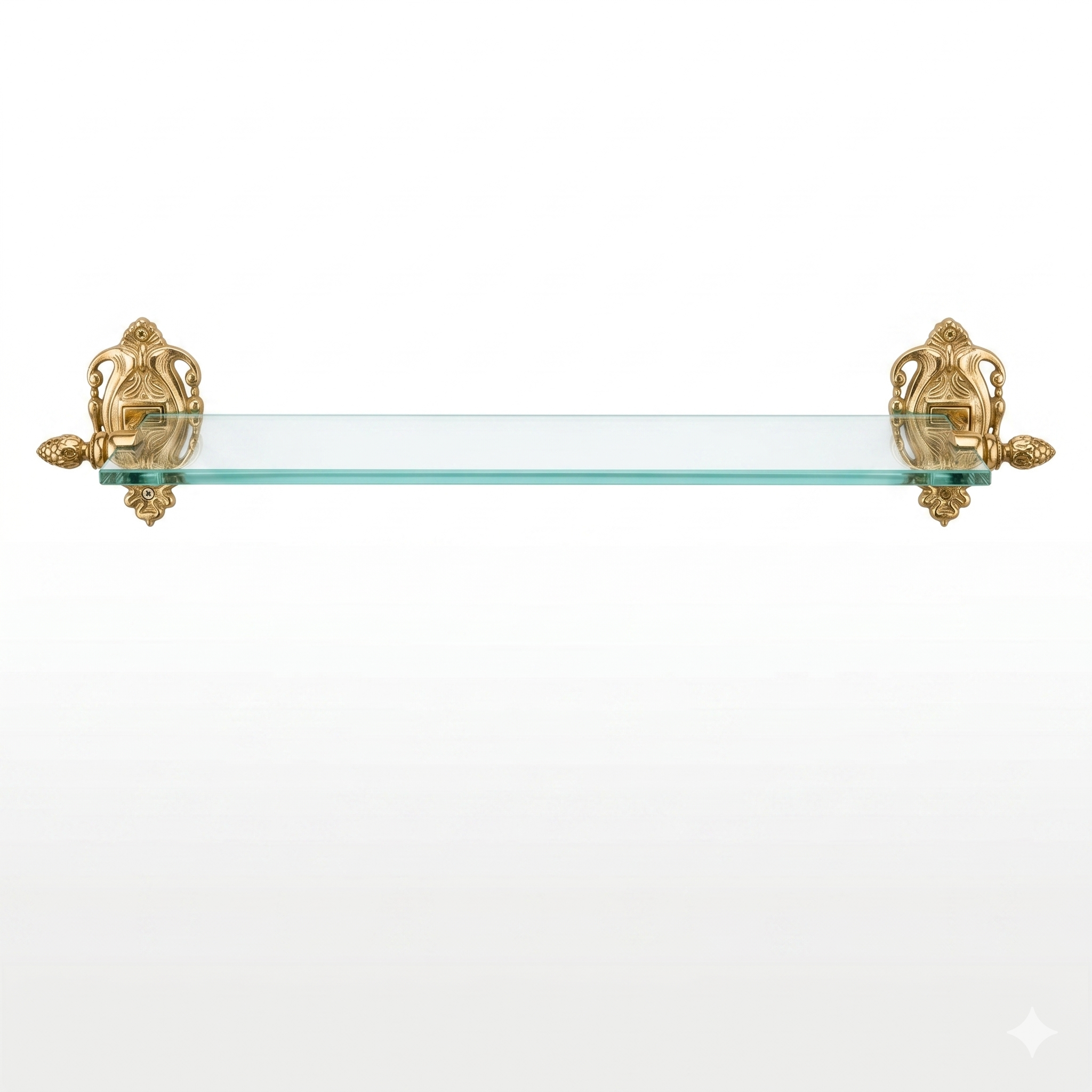 Klassisches Wandregal aus Messing und Glas – Elegantes Bad- und Wohnregal (80 cm)