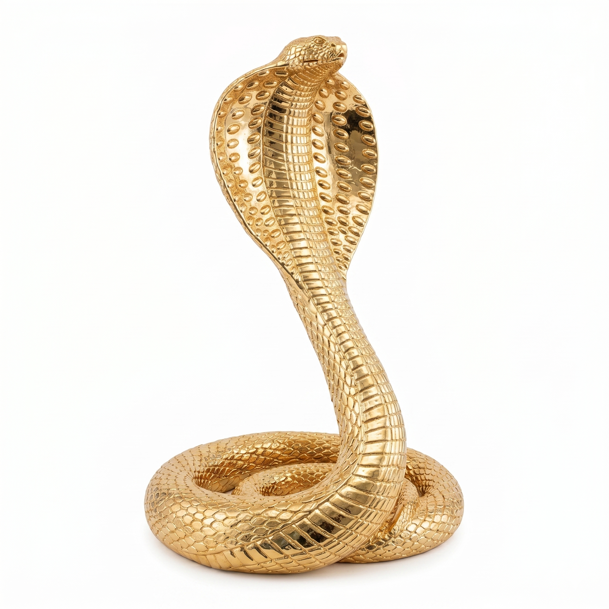 Exklusive Kobra Skulptur aus Resin – Elegante Schlange Deko-Figur in Hochglanz-Gold, 41 cm Höhe – Moderne Design-Statue für Wohnzimmer & Büro