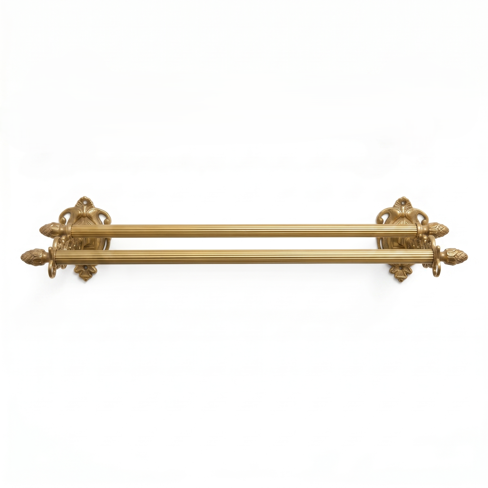 Antik-Stil Doppel-Handtuchstange aus massivem Messing – Elegante Wand-Handtuchhalter im klassischen Barock-Design, 3er-Set oder Einzelgrößen (30cm / 40cm / 60cm)