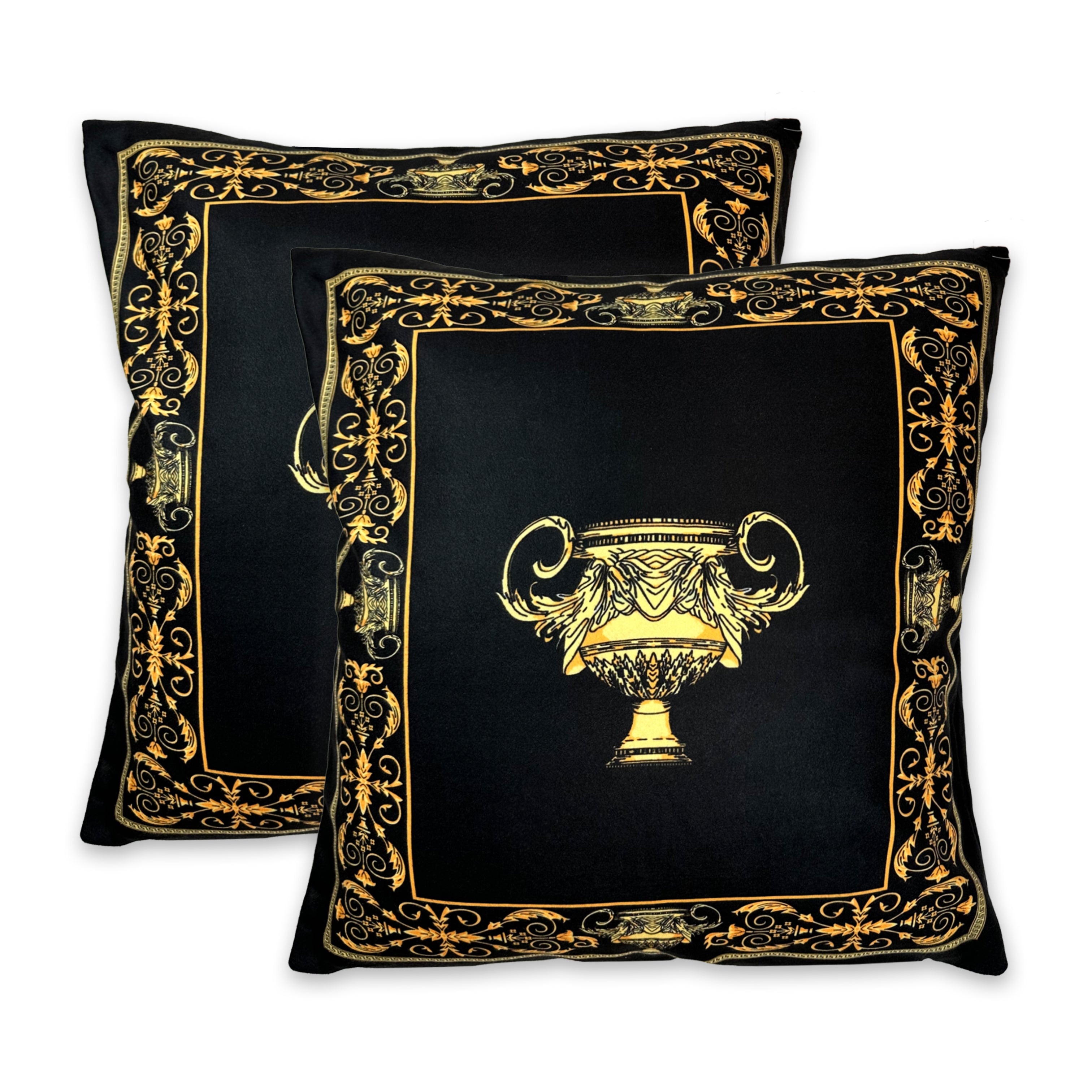 Cushion Amphora black gold without fringes - soft with pillowcase