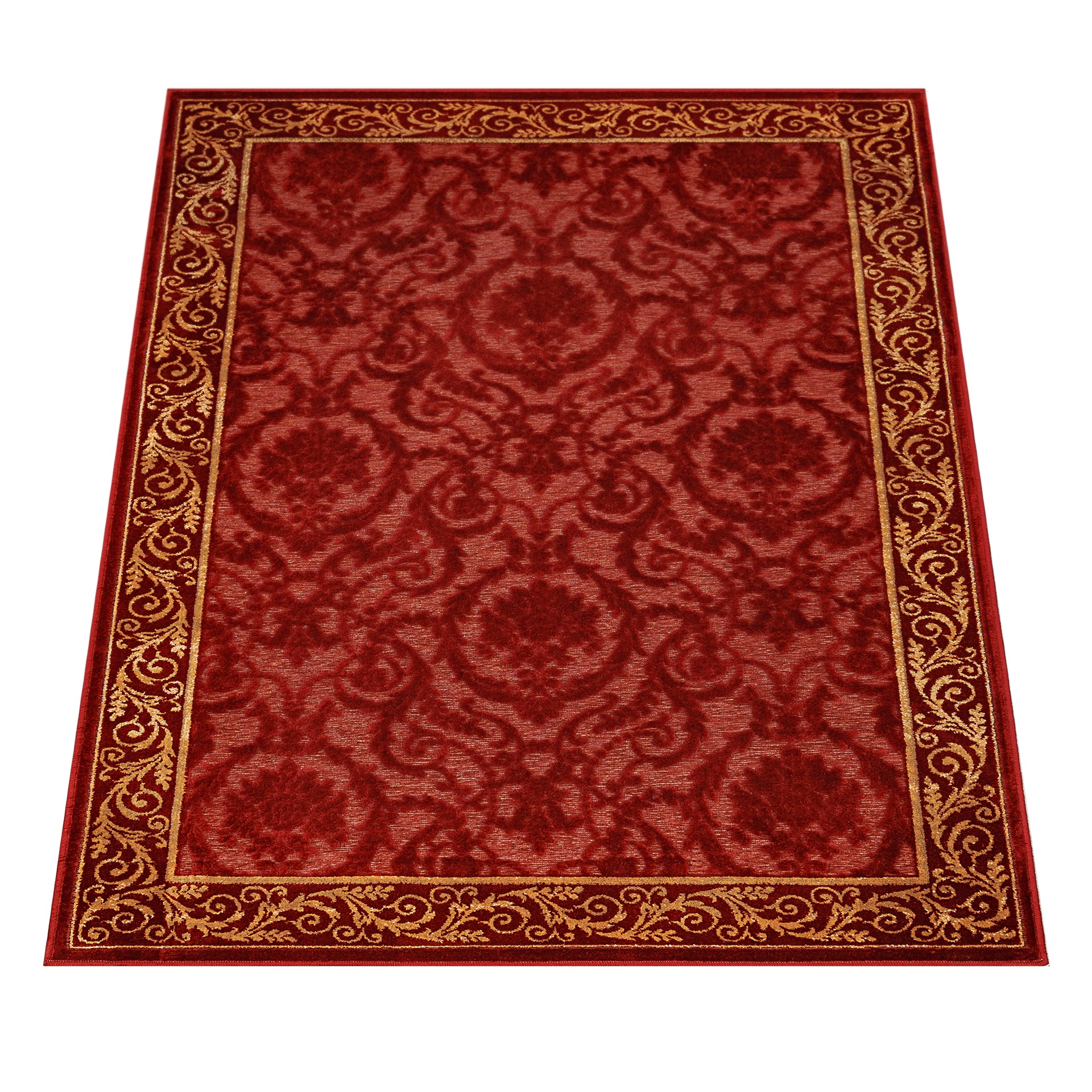 Luxus Teppich Farashe Wohnzimmer in rot - 3D Seiden-Optik - 100% Viskose - handgeknüpft