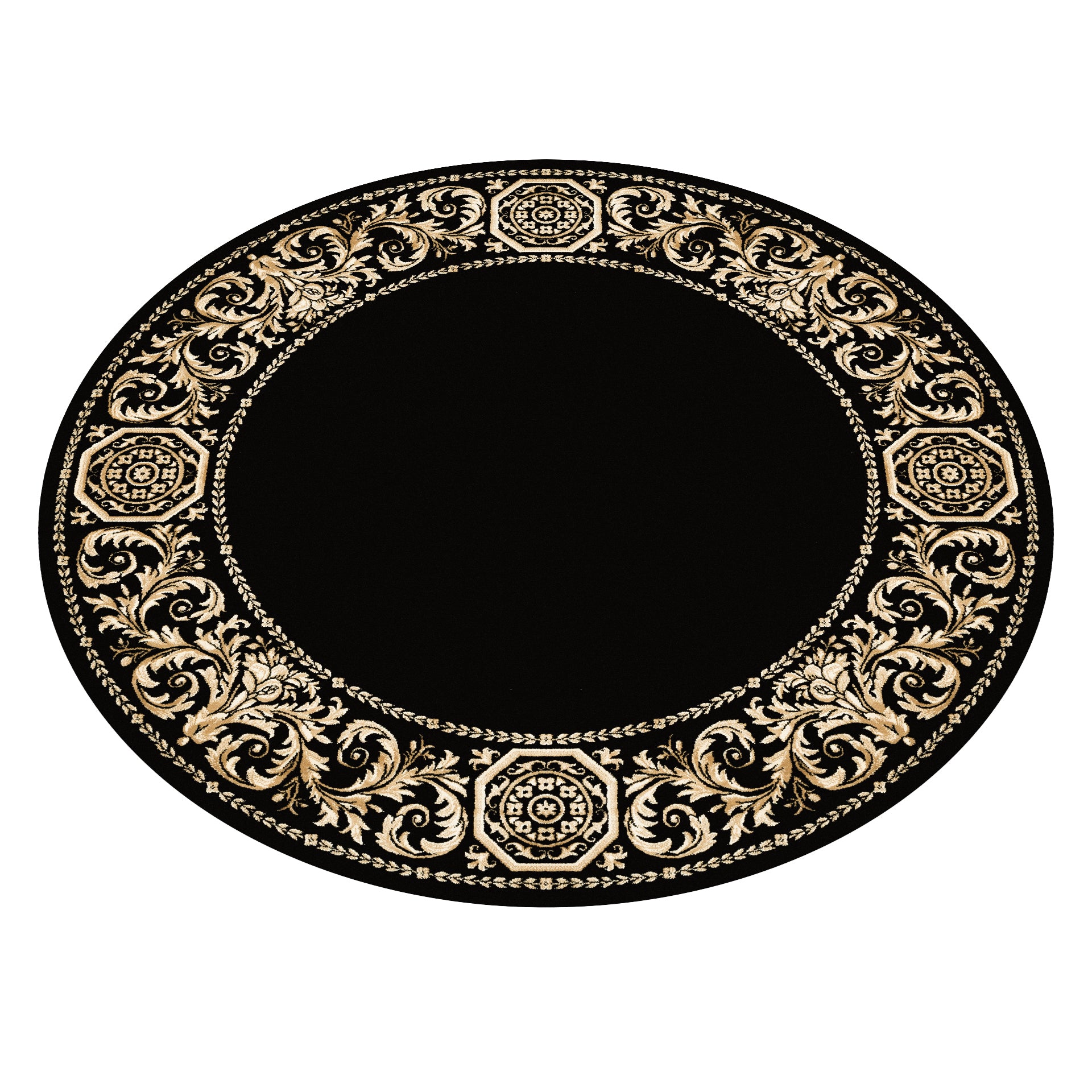 Carpet Round Baroque Black