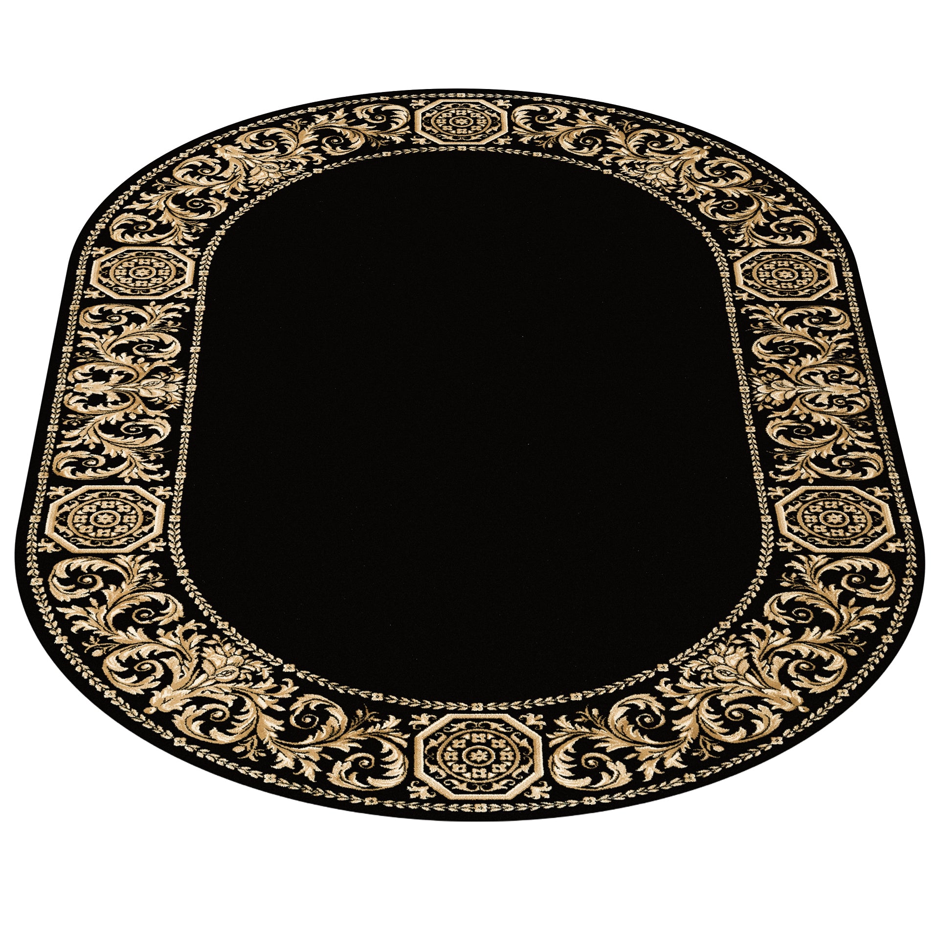 Carpet Oval Baroque Black