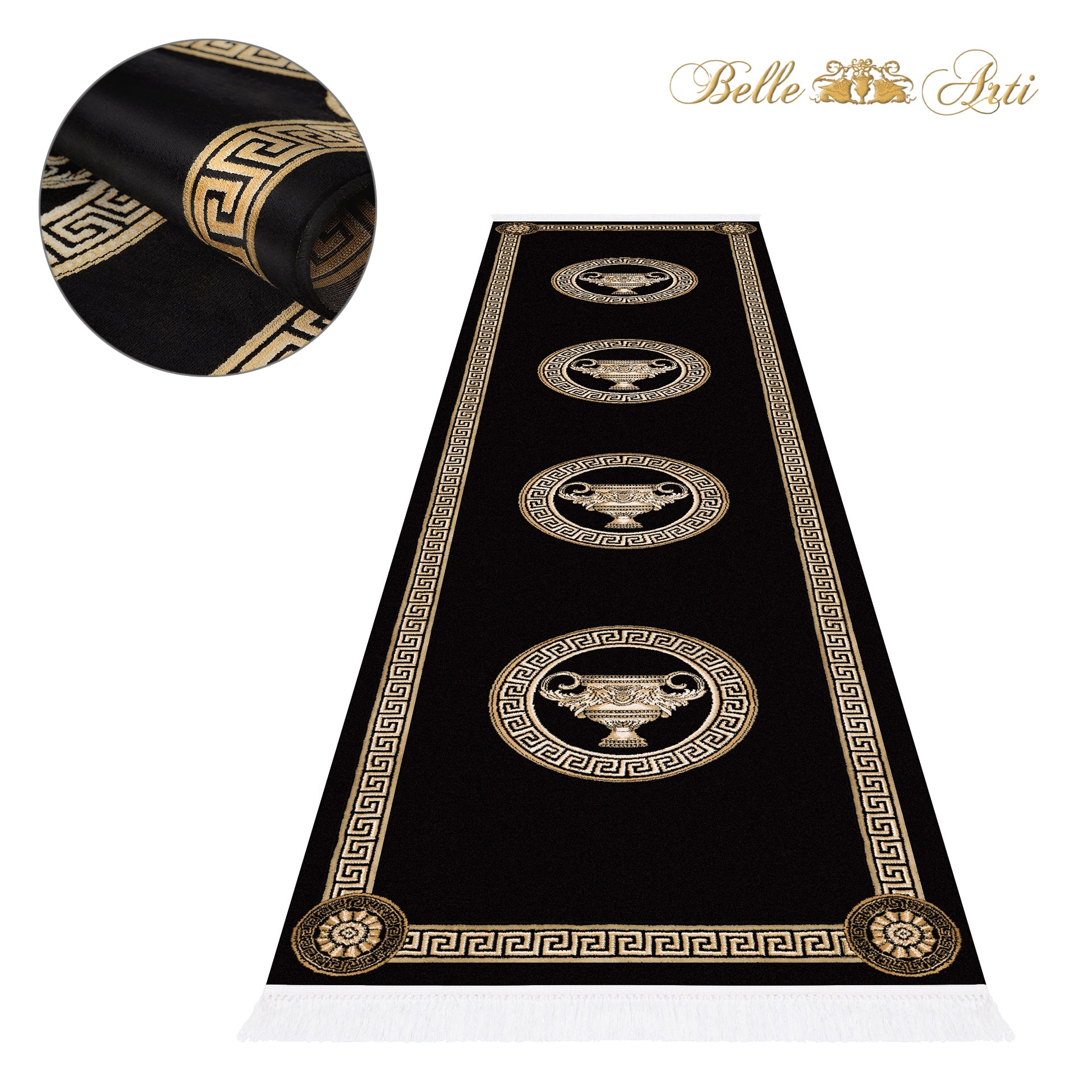 Teppich Läufer Amphore Schwarz