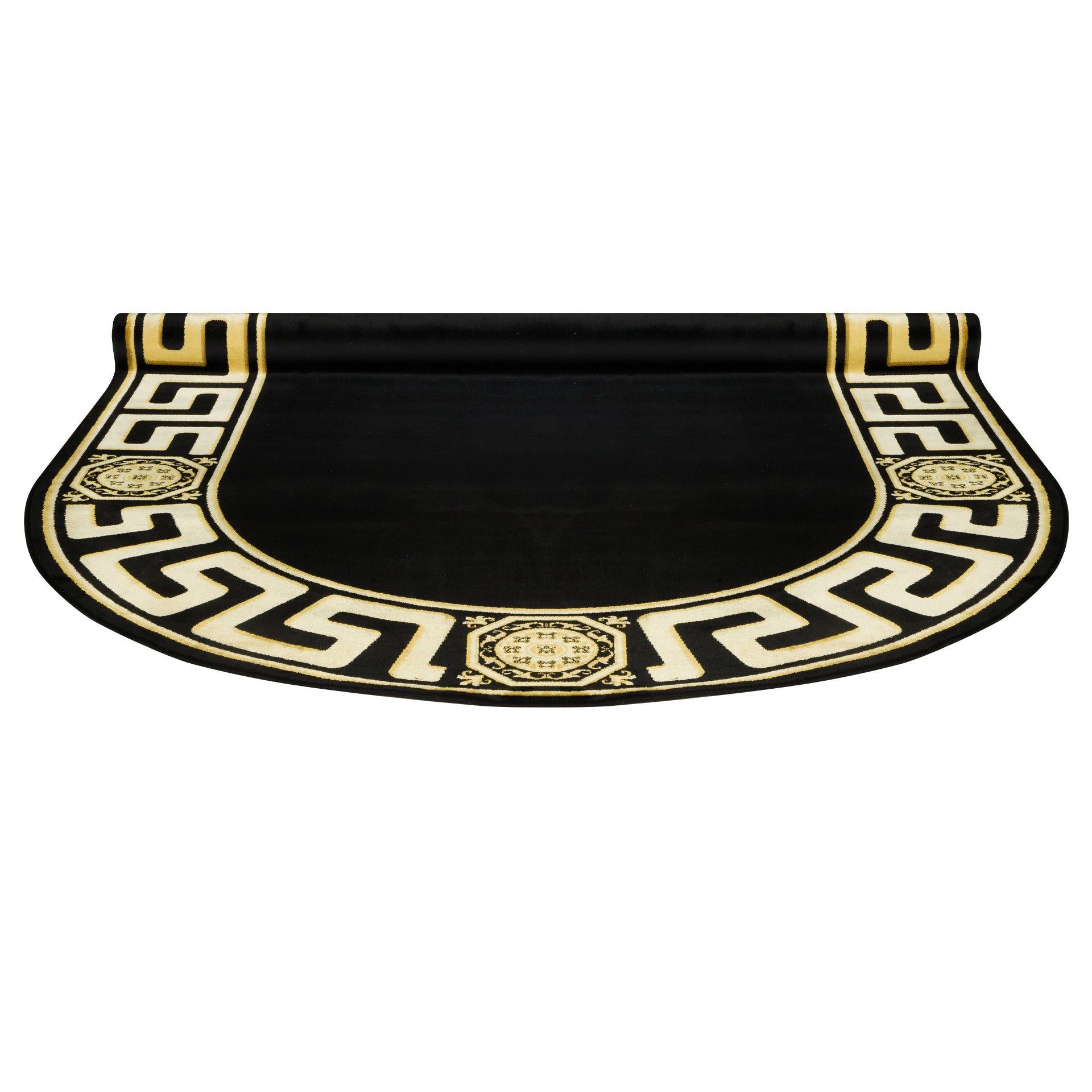 Teppich Oval Mäander Schwarz