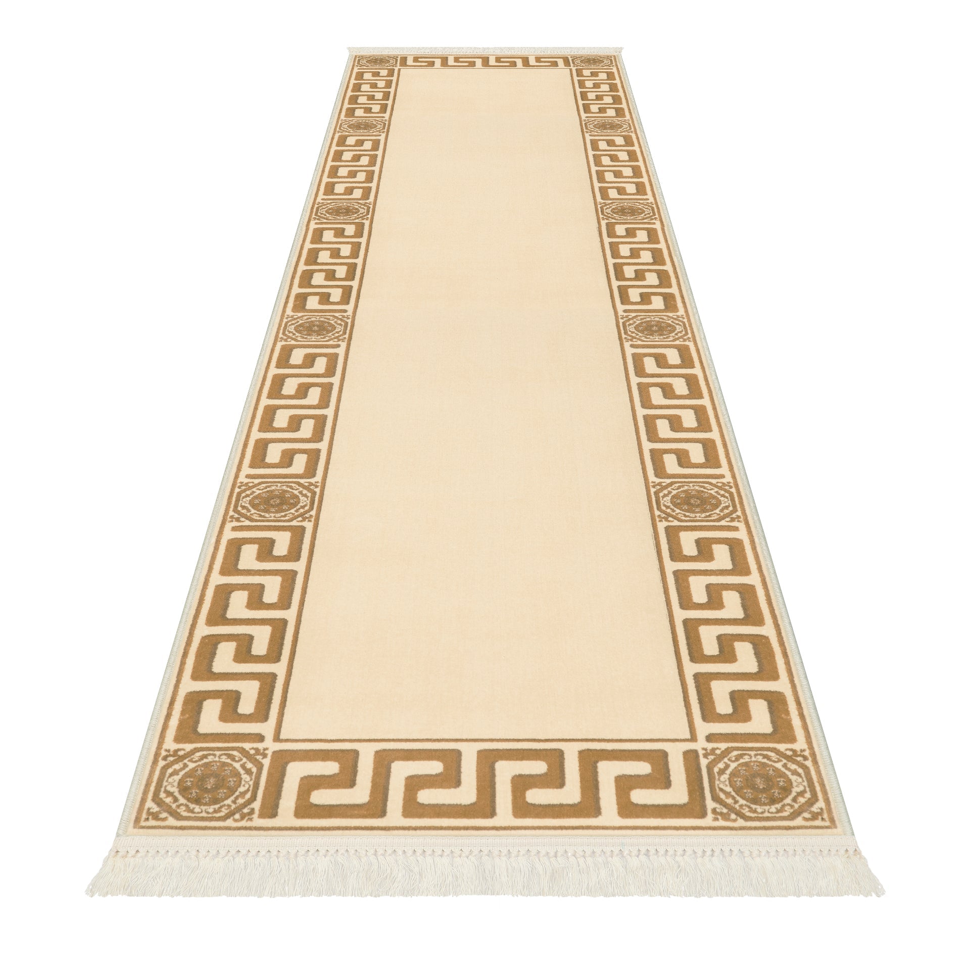 Teppich Läufer Mäander Beige