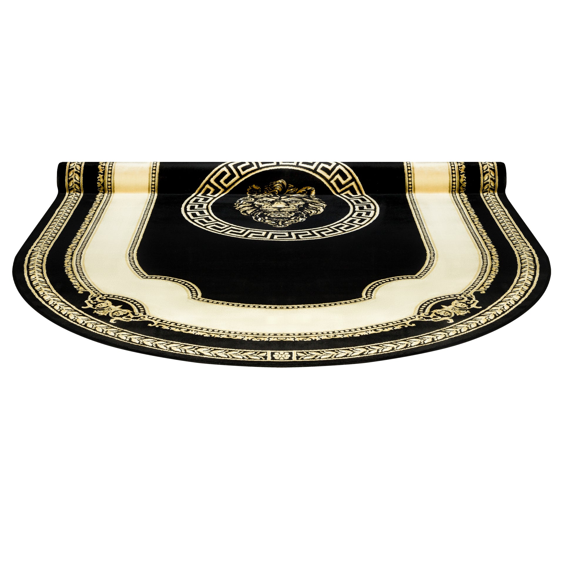 Carpet Oval Lion Black Beige