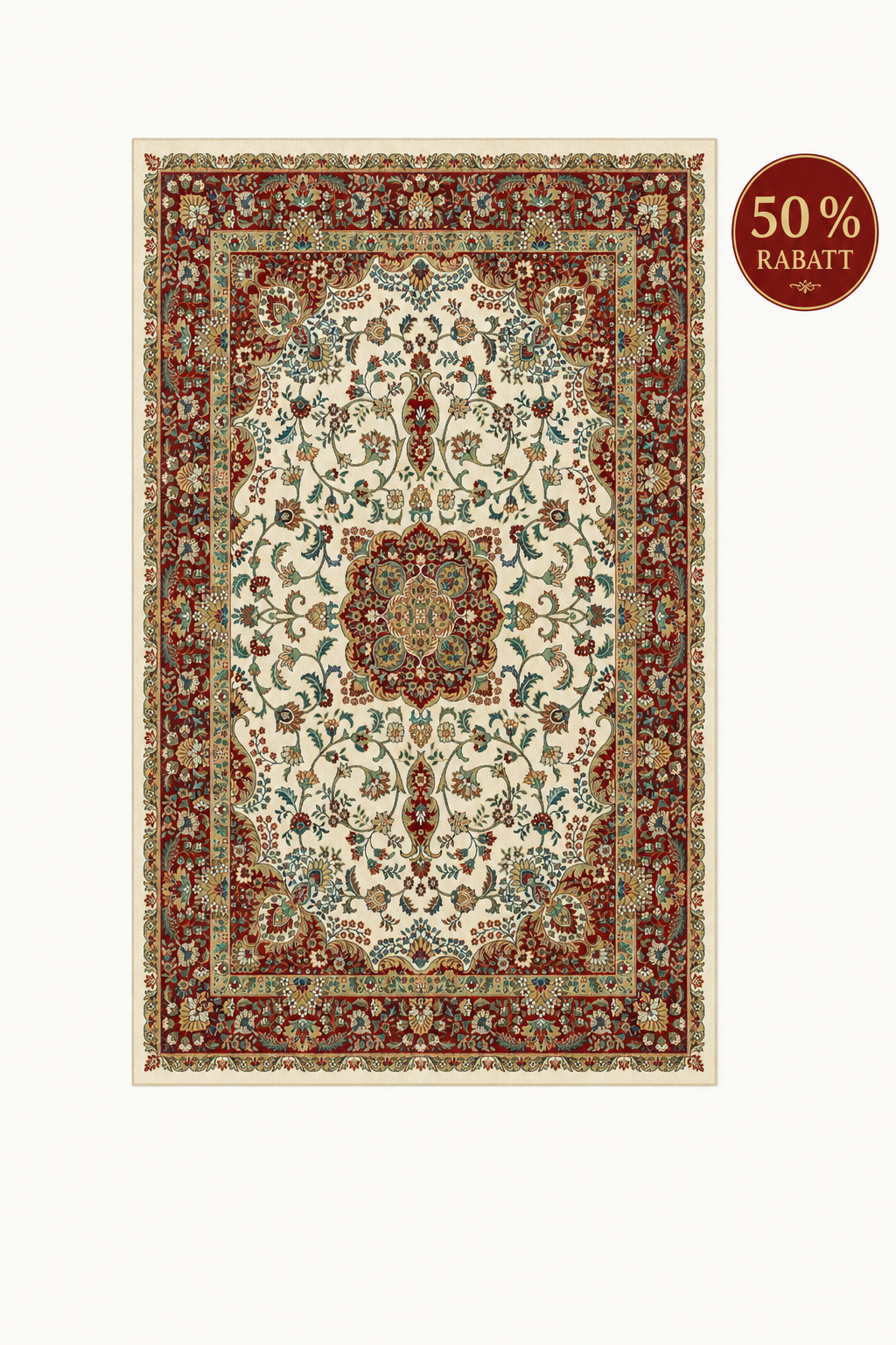 Teppich Orient Muster 184 Rot Beige Rosa mit Fransen