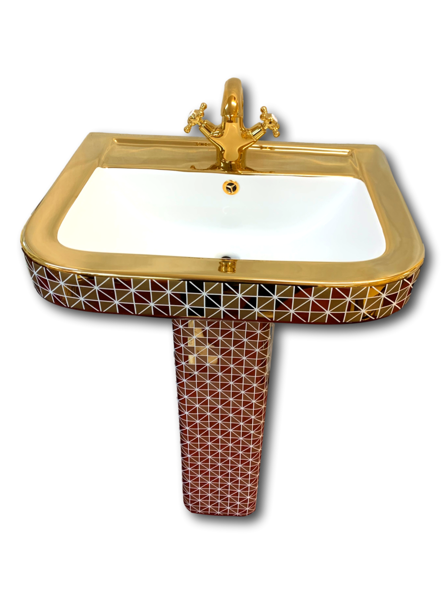 Golden toilet checkered