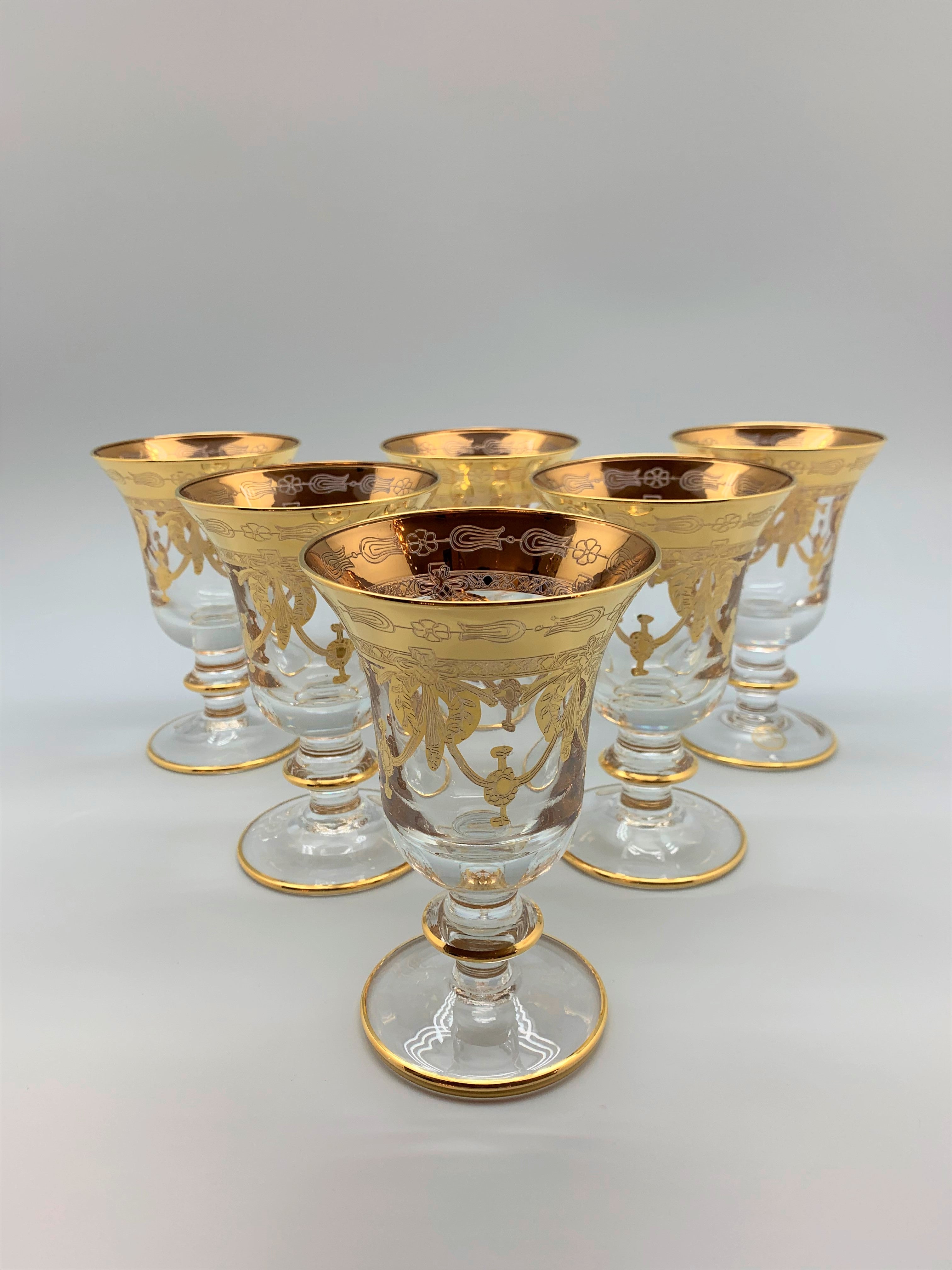 Luxury Murano crystal water glasses gold
