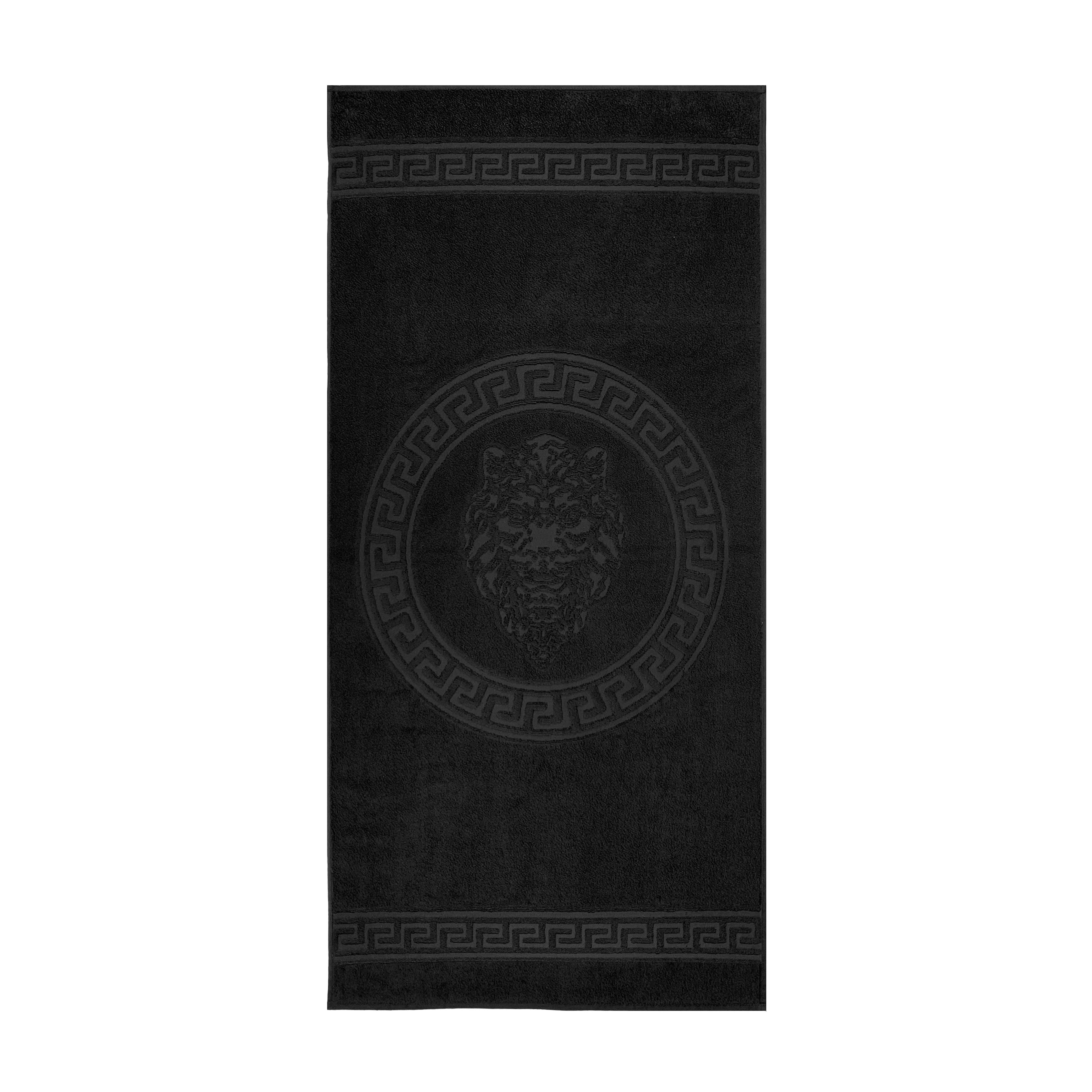 Luxuriöse Gästehandtücher Löwe Velours in schwarz 3D Optik - 100% Baumwolle