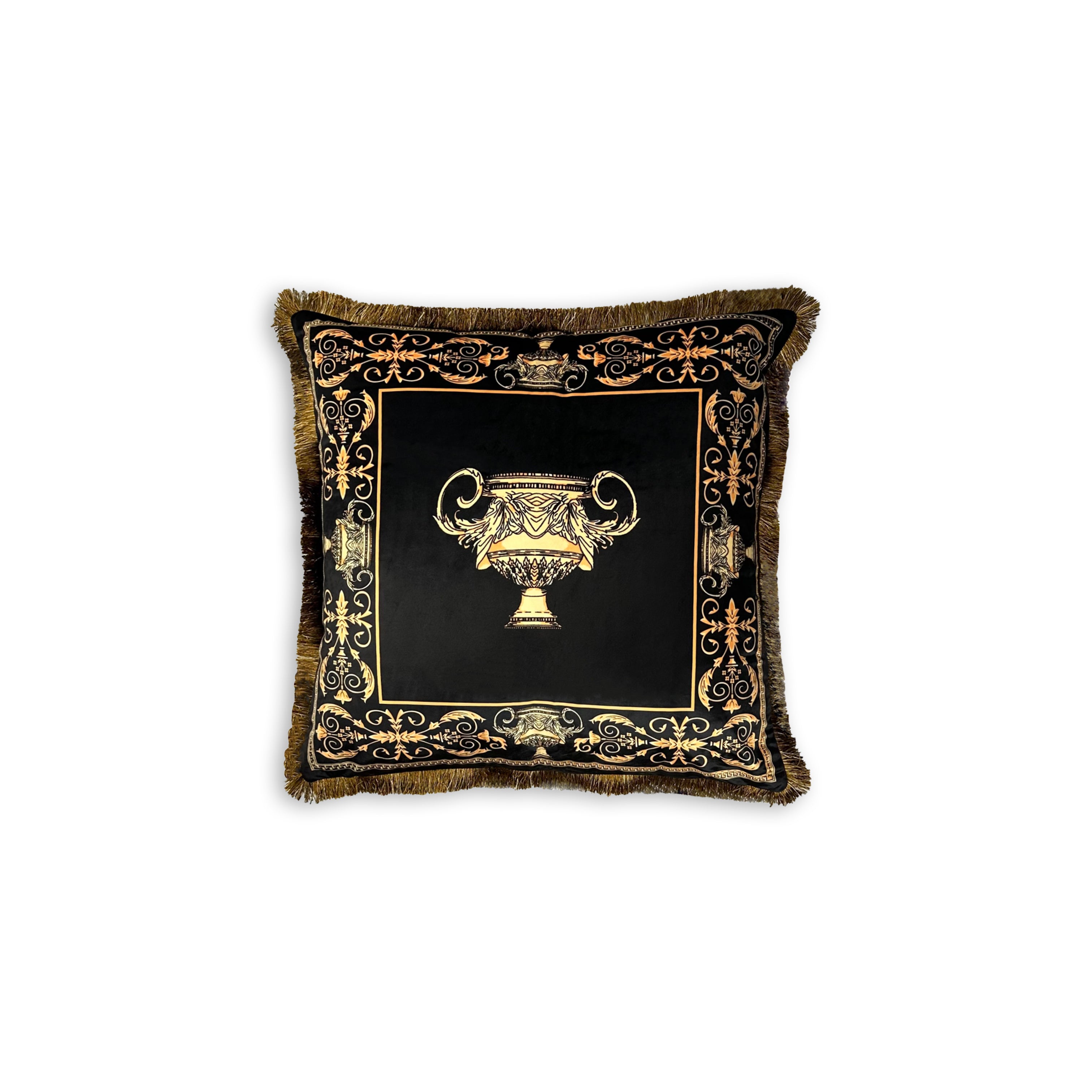 Luxus Kissen Set Amphore schwarz gold - weich in Seidenoptik mit Kissenbezug und Füllung