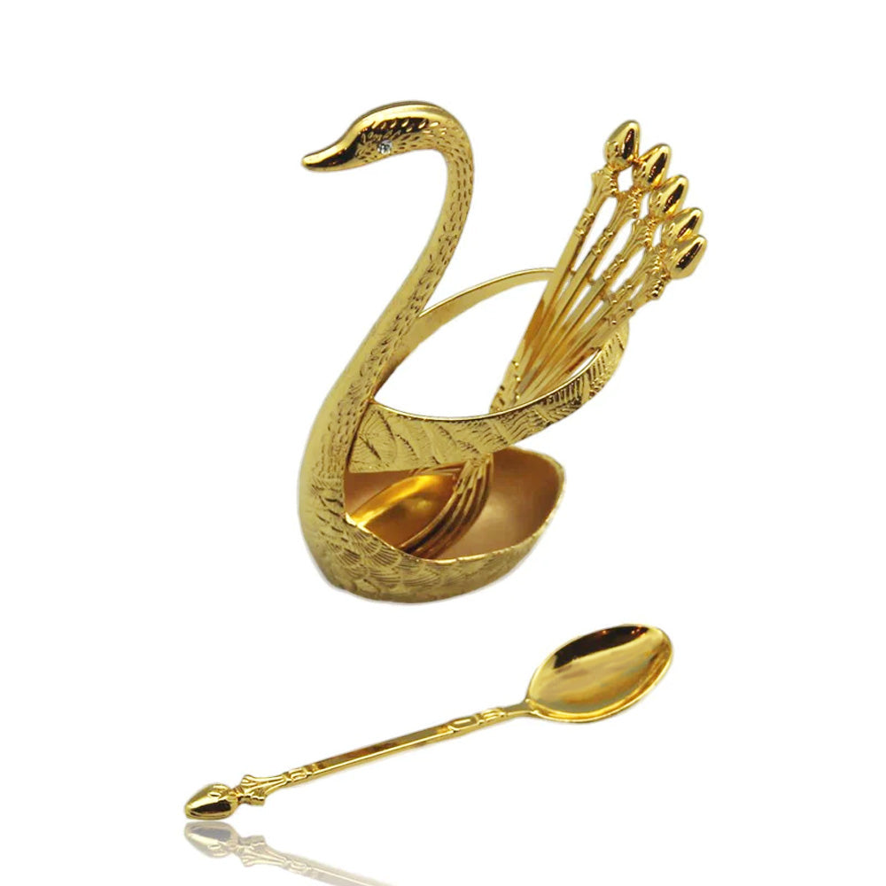 Spoon holder swan gold