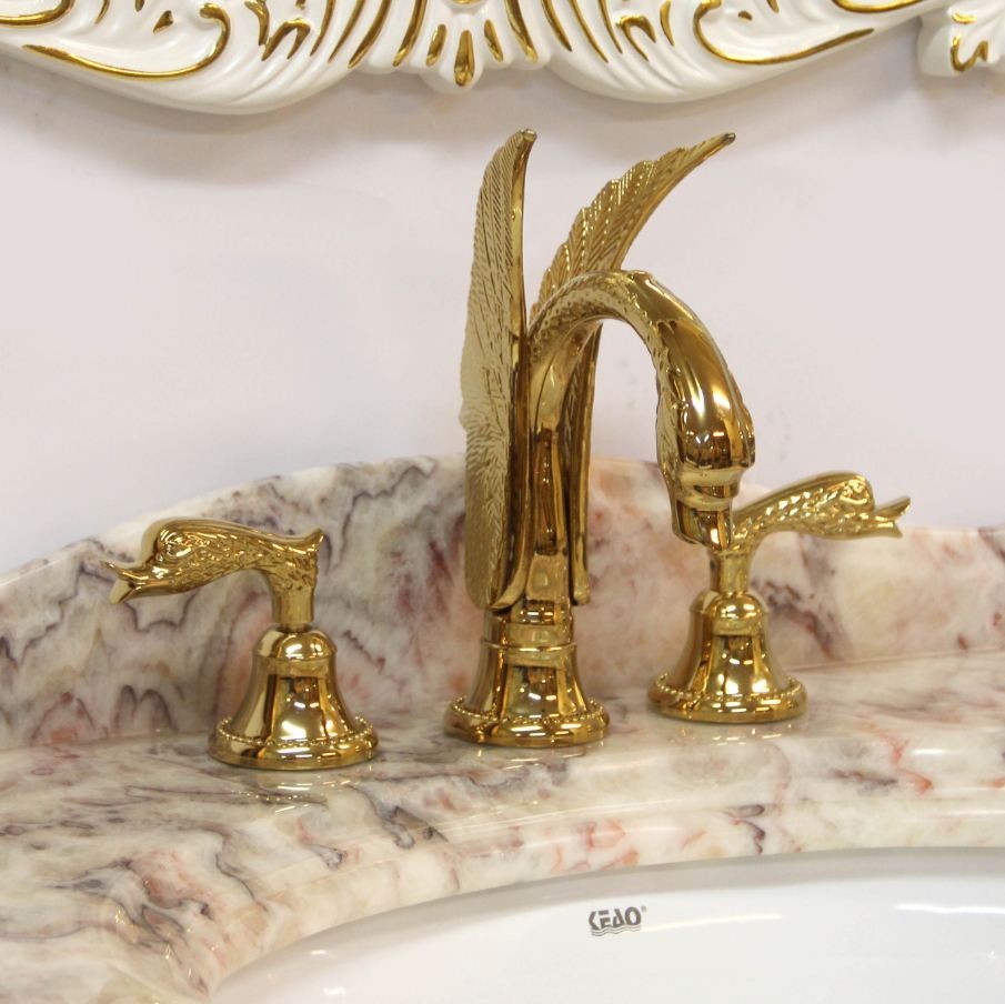 Luxury Swan Bathroom Faucet Gold Plated