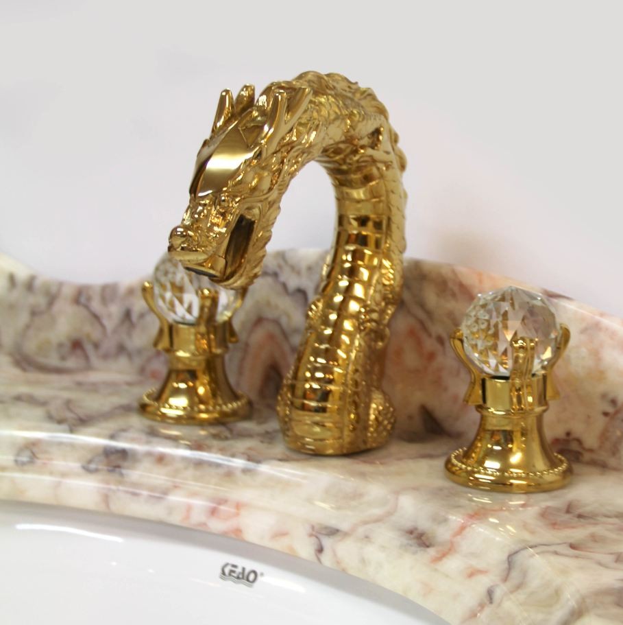 Bathroom Faucet Dragon Gold Crystal