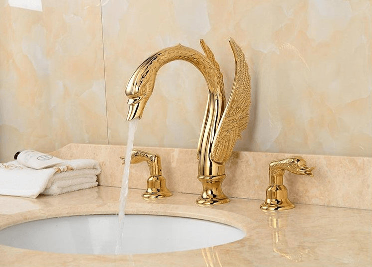 Luxury Swan Bathroom Faucet Gold Plated