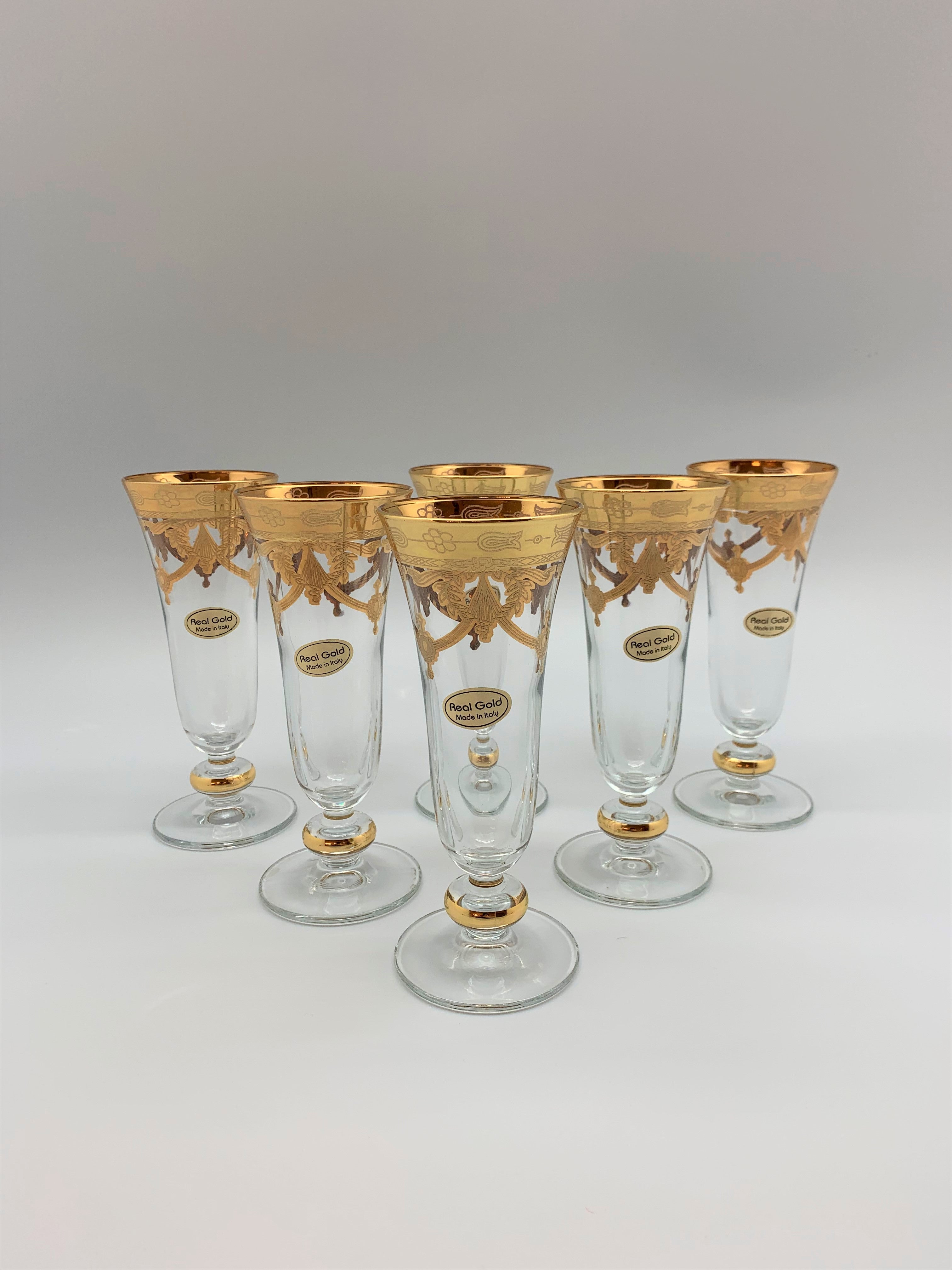 Exclusive luxury Murano champagne & prosecco glasses Floral