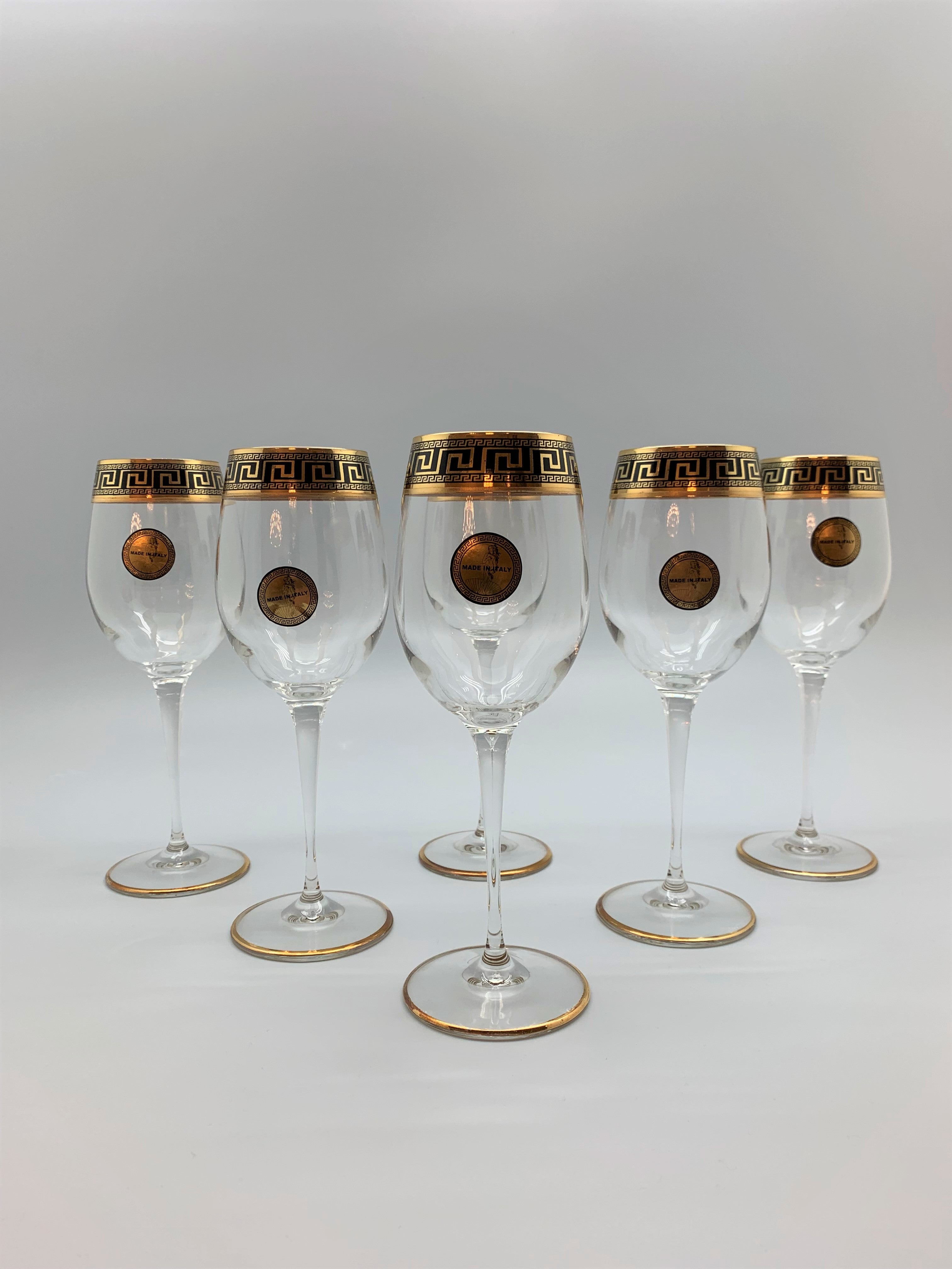 Exclusive meander crystal wine & water glasses