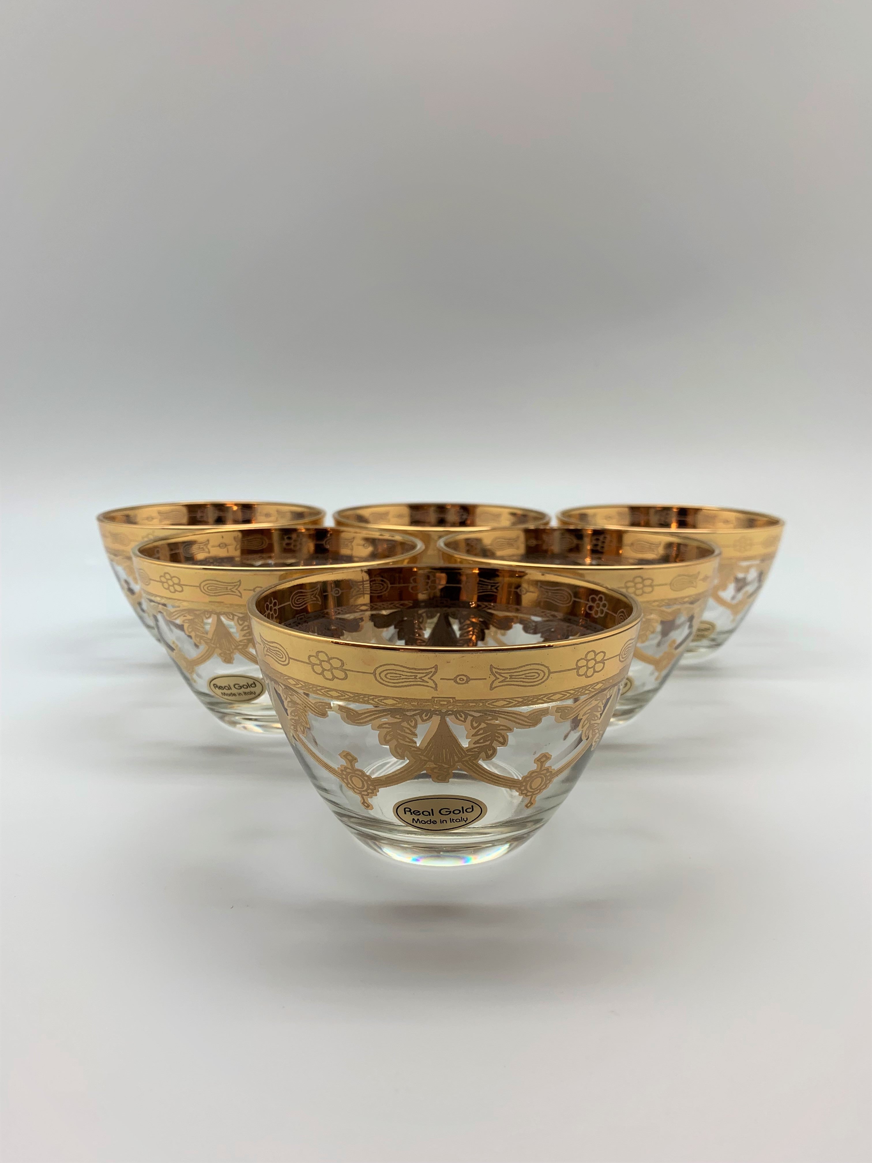 Murano luxury crystal fruit bowl set golden