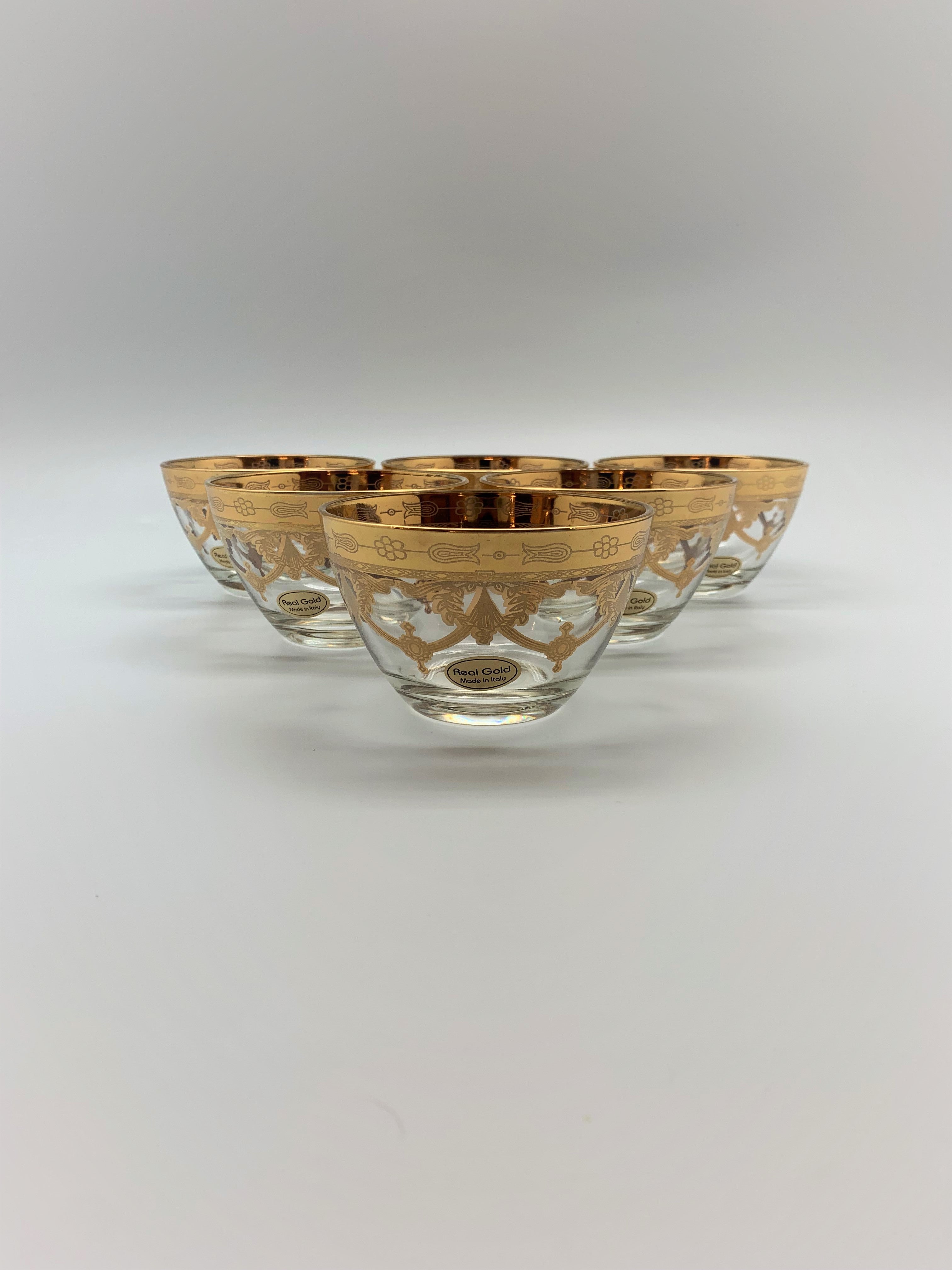 Murano luxury crystal fruit bowl set golden