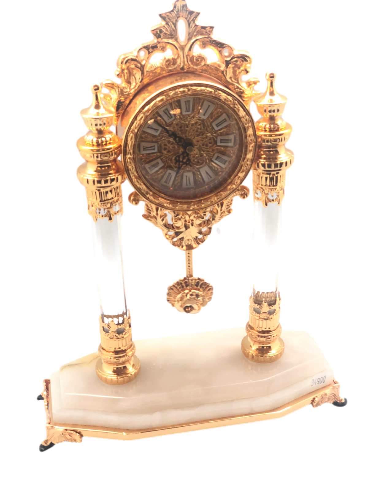 Fireplace mantelpiece clock acrylic and marble 