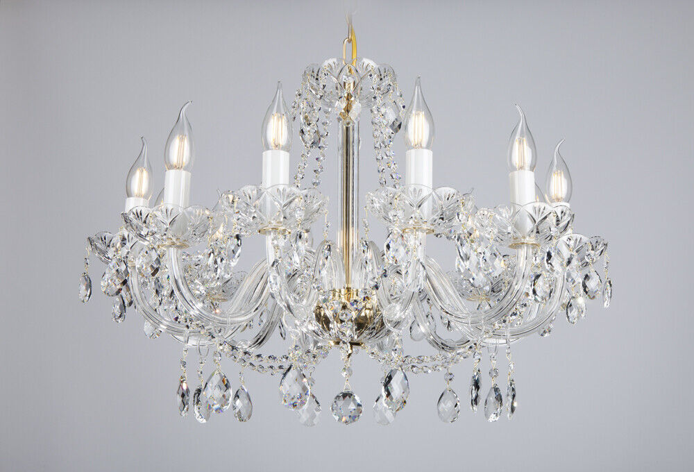 Crystal glass chandelier ceiling overhead light lamp classic golden