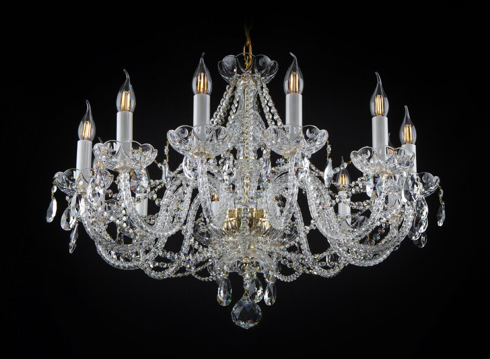 Crystal glass chandelier ceiling light overhead lamp classic gold
