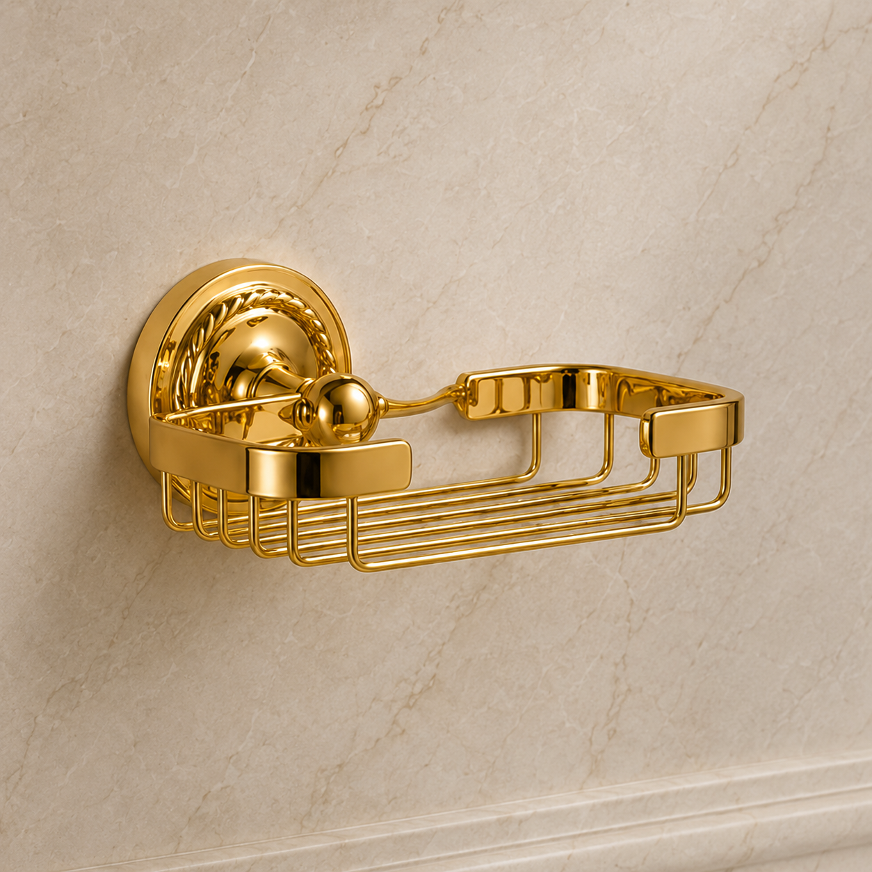 Seifenhalter Wandkorb aus Messing Verona – Gold poliert
