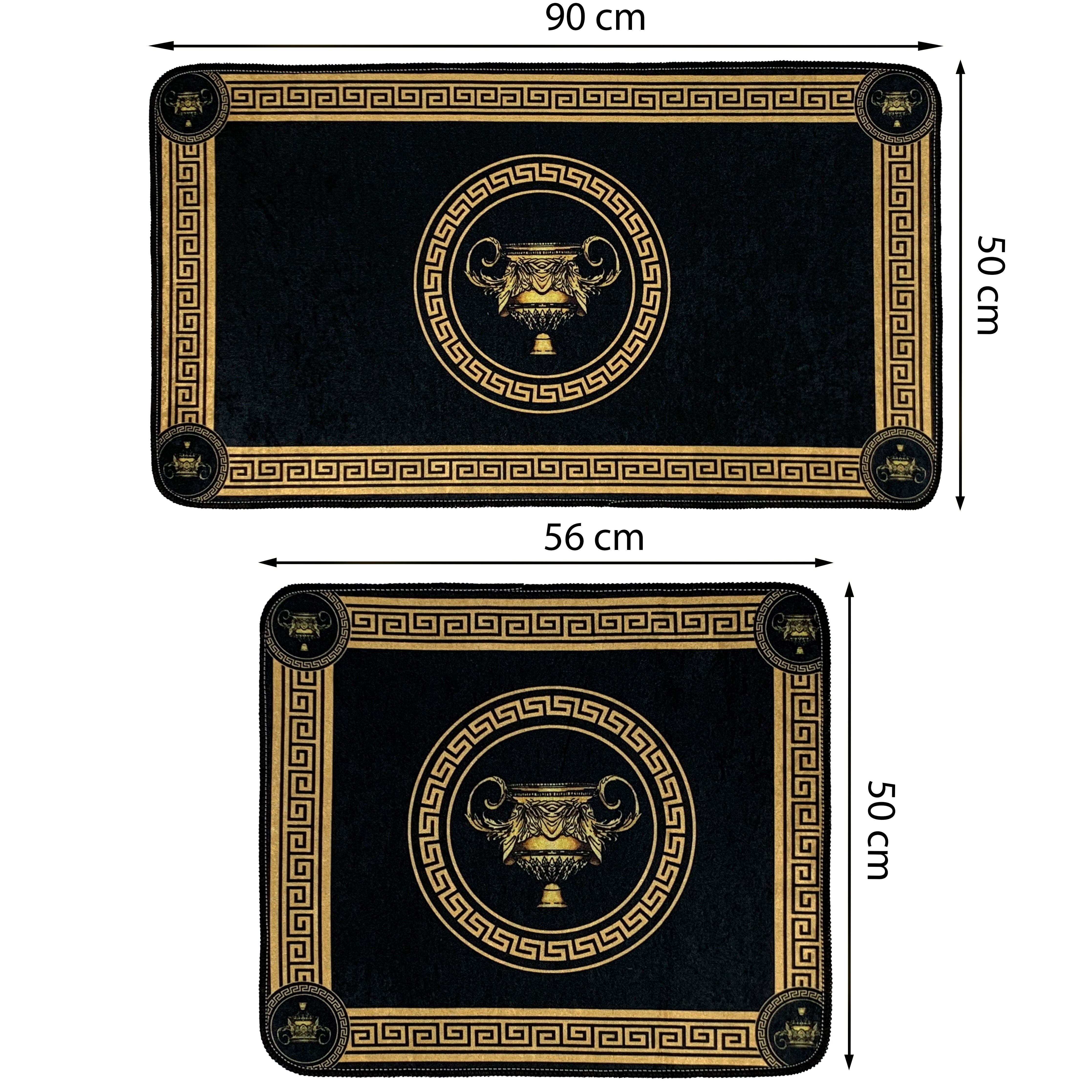 Badgarnitur Amphore in schwarz gold - waschbar, saug- und rutschfest