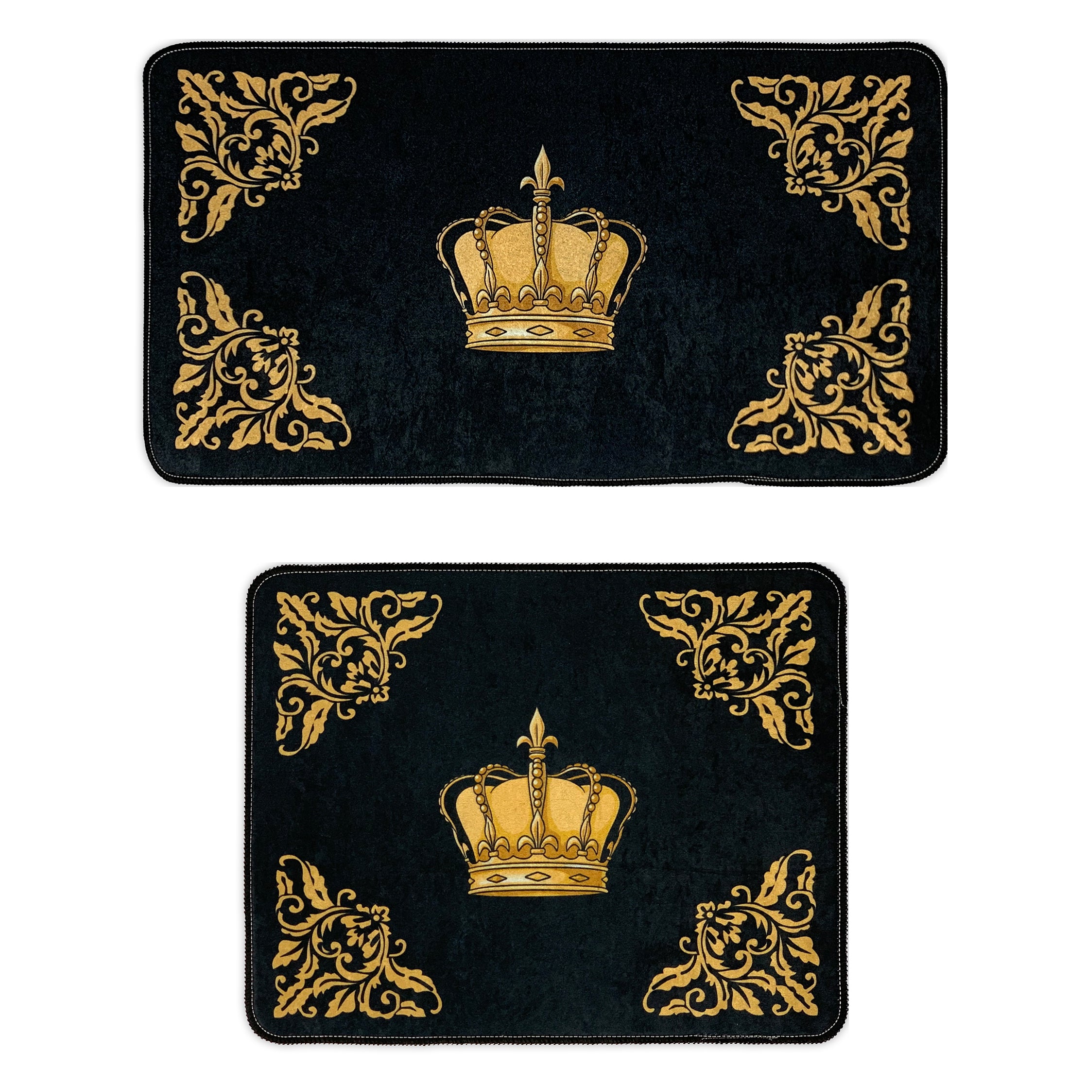 Badvorleger Krone in schwarz gold - waschbar, saugstark und rutschfest