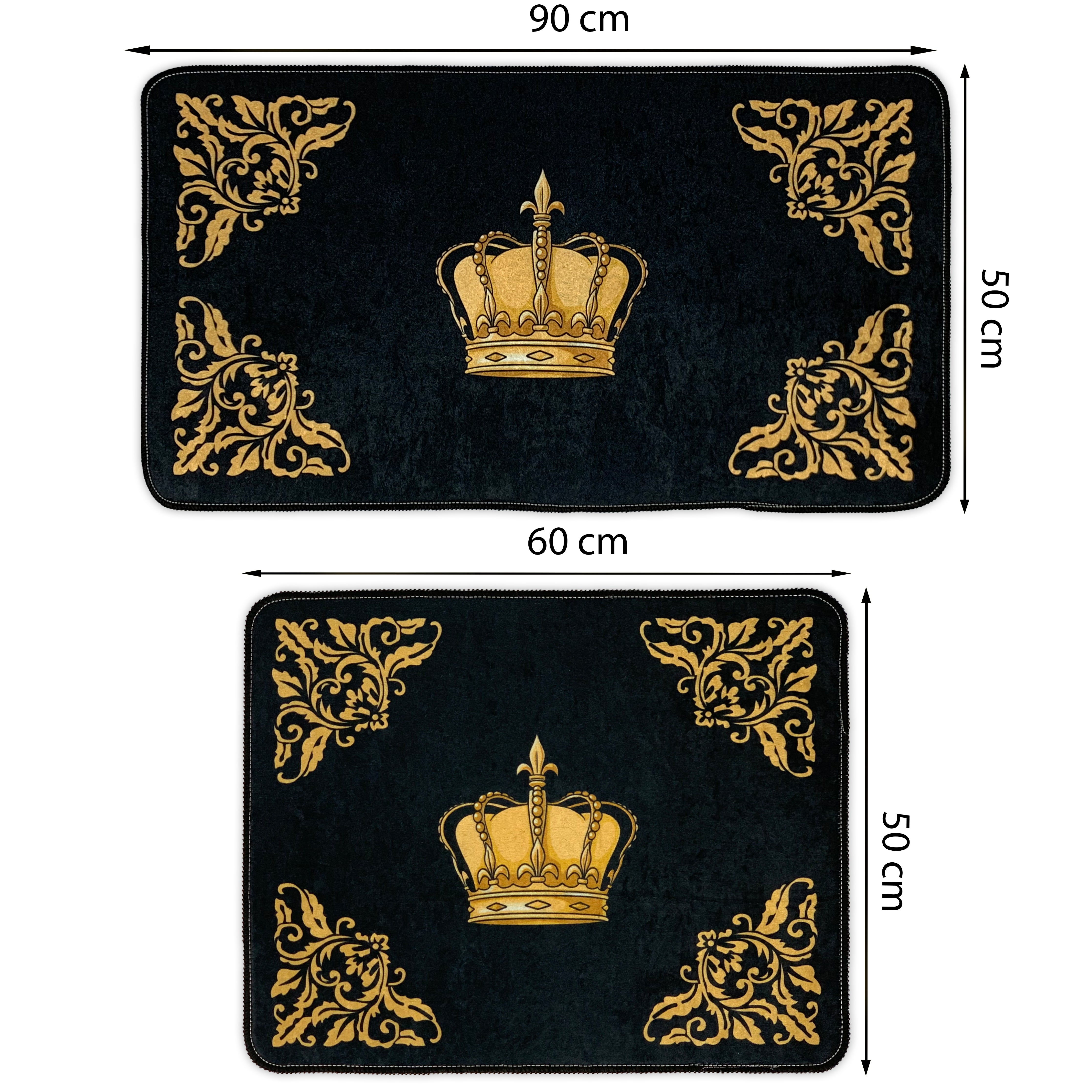 Badvorleger Krone in schwarz gold - waschbar, saugstark und rutschfest