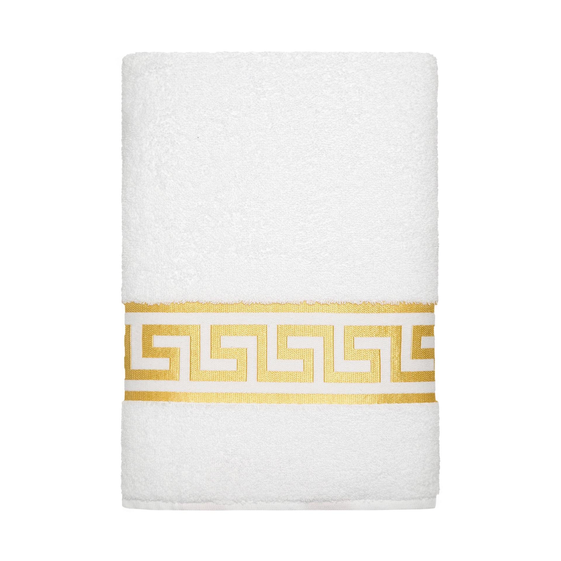 Luxus Mäander Handtücher in weiß gold - 100% Baumwolle - ÖkoTex zertifiziert