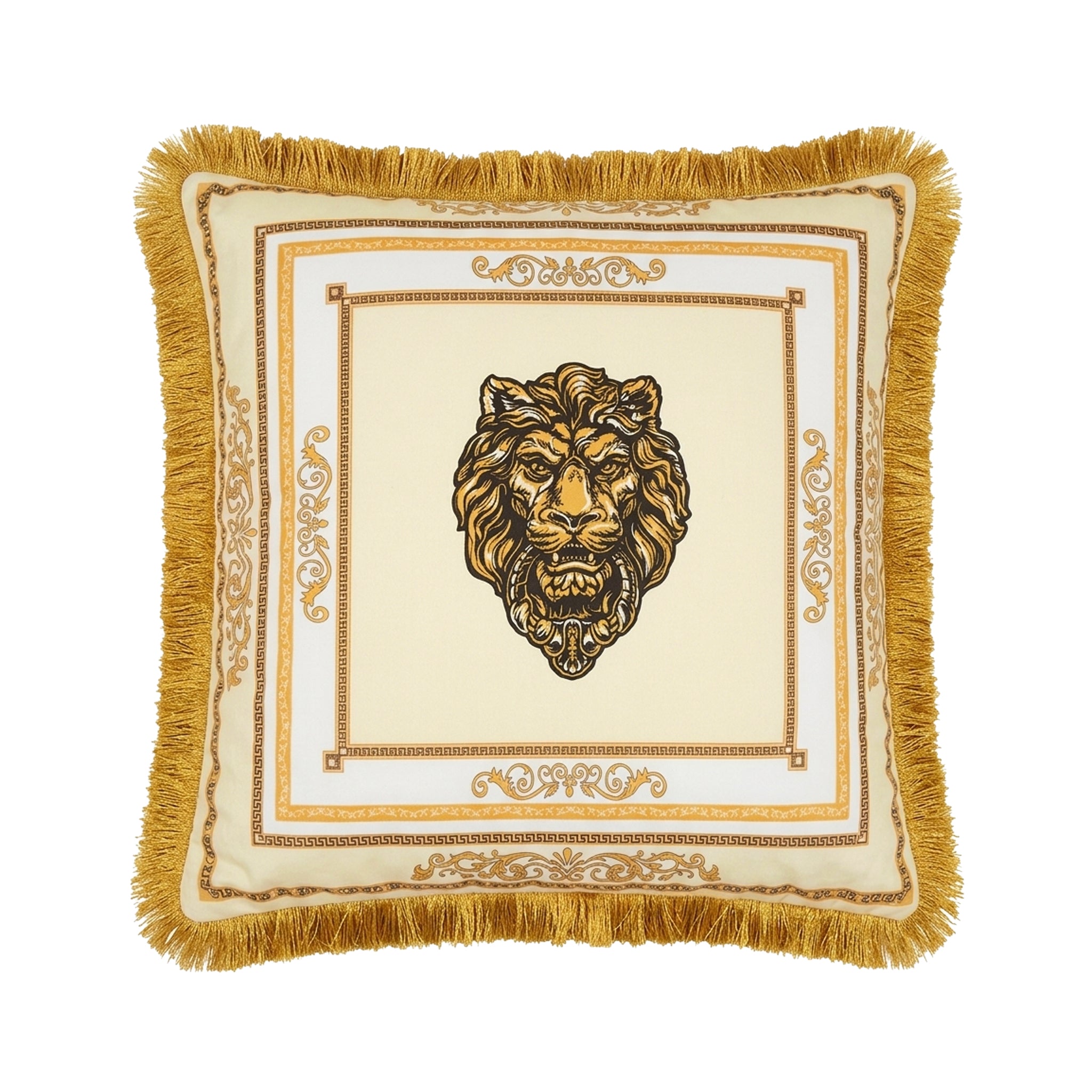 Luxus Samt-Kissen mit Löwen- oder Kronenmotiv – Elegantes Wohnaccessoire in Beige/Weiß (45x45 & 60x60 cm)