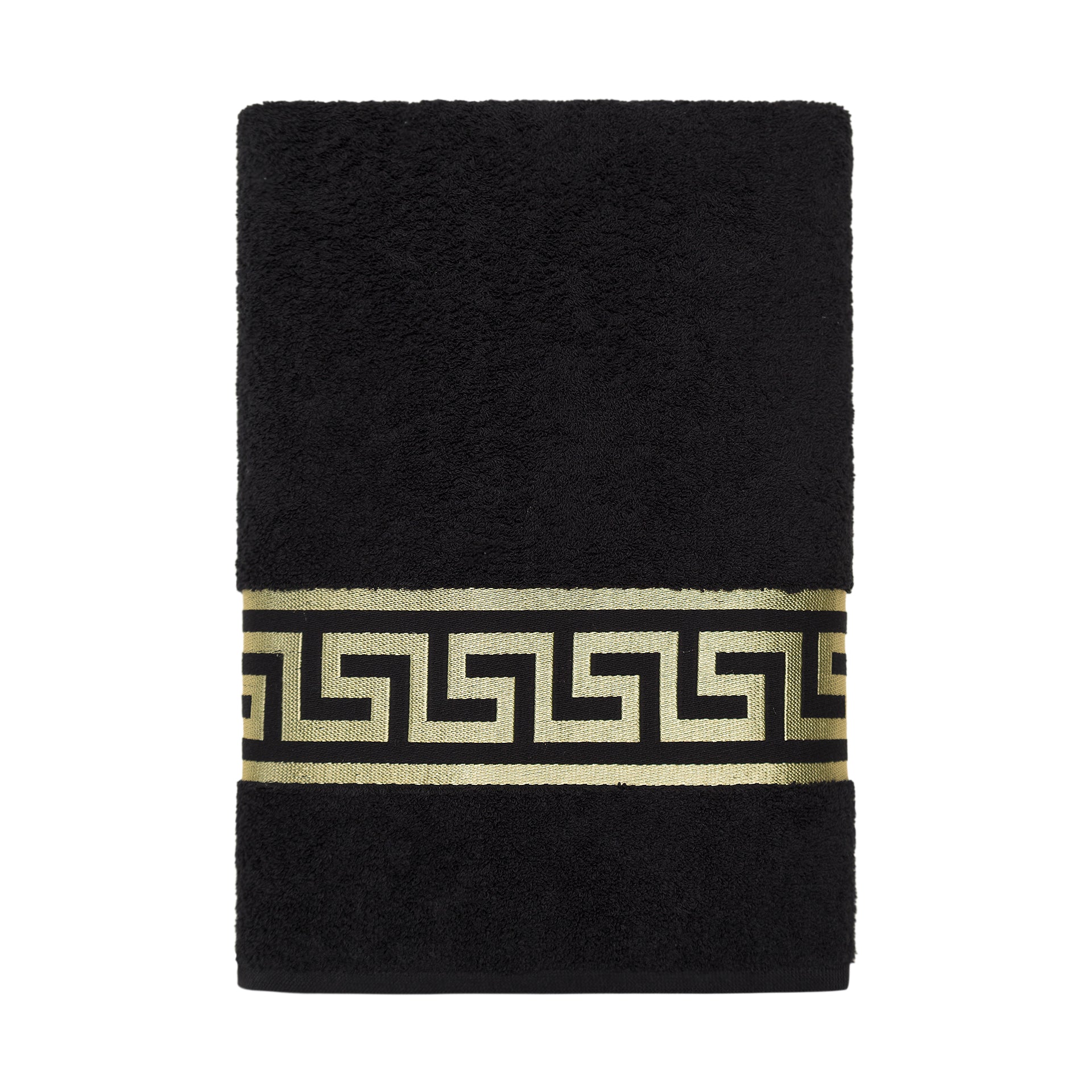 Premium Mäander Handtücher eingestickt in schwarz gold - 100% Baumwolle & ökotex zertifziert