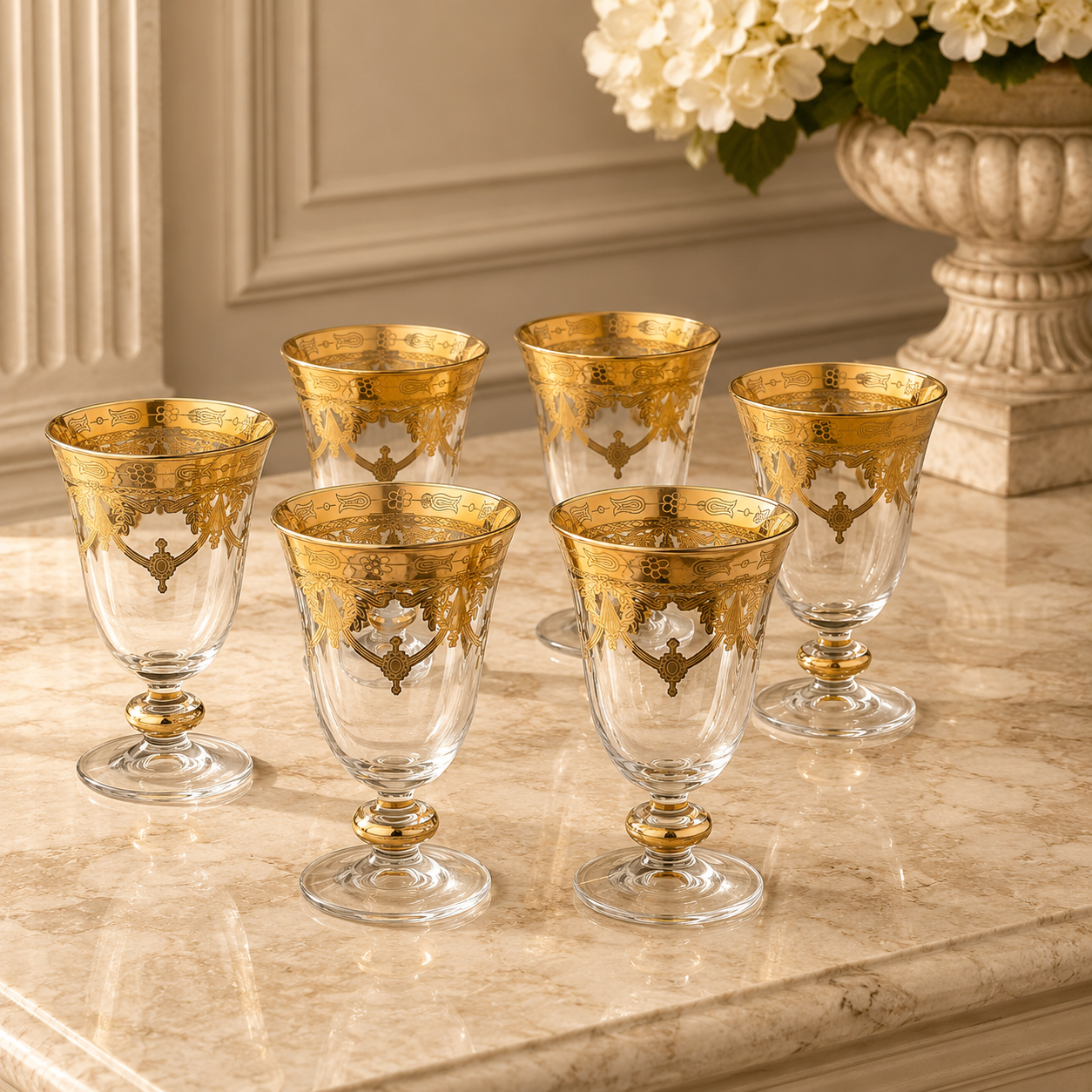 Exklusive Torcello Floral Wasser- und Weingläser