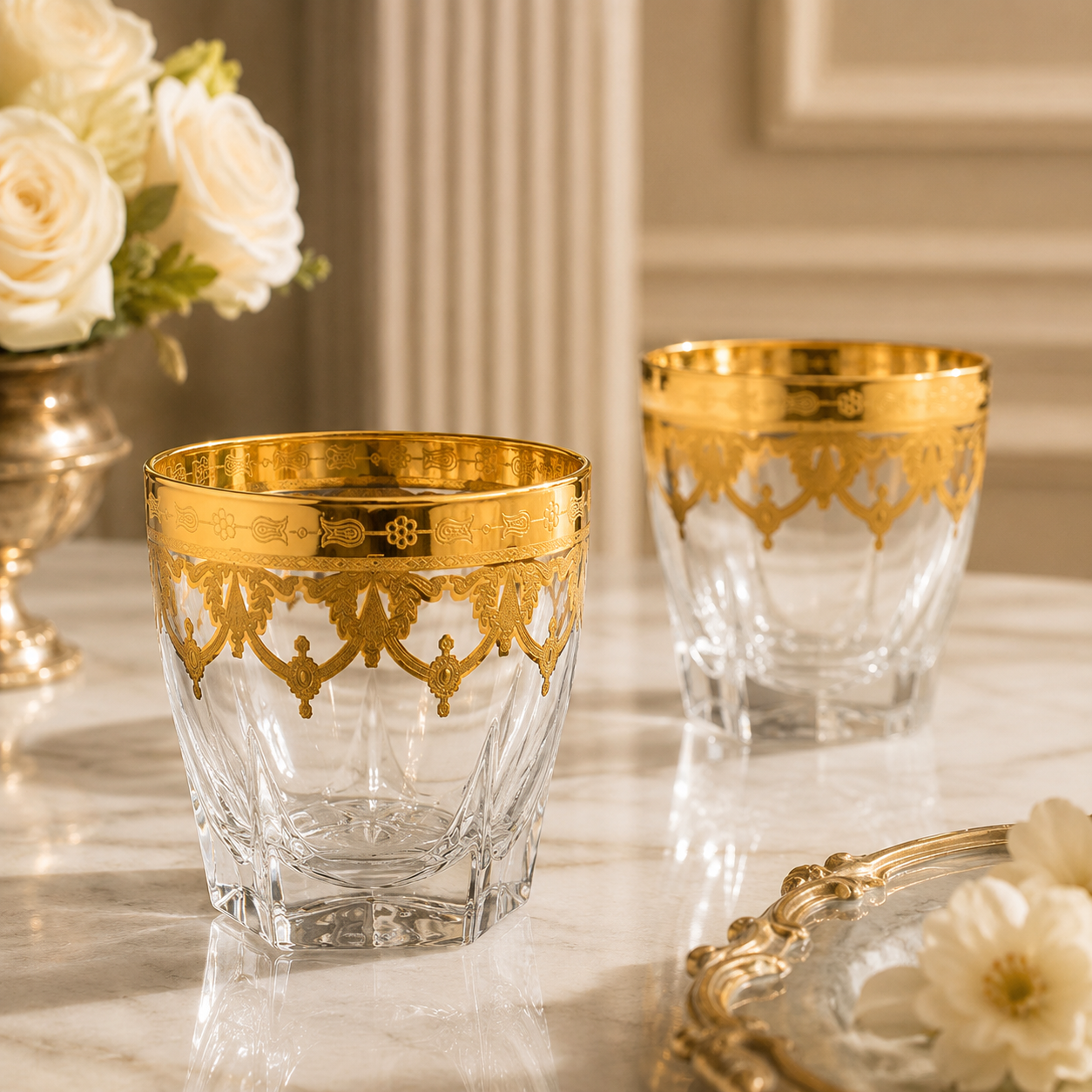 Exclusive Murano whiskey glasses Floral