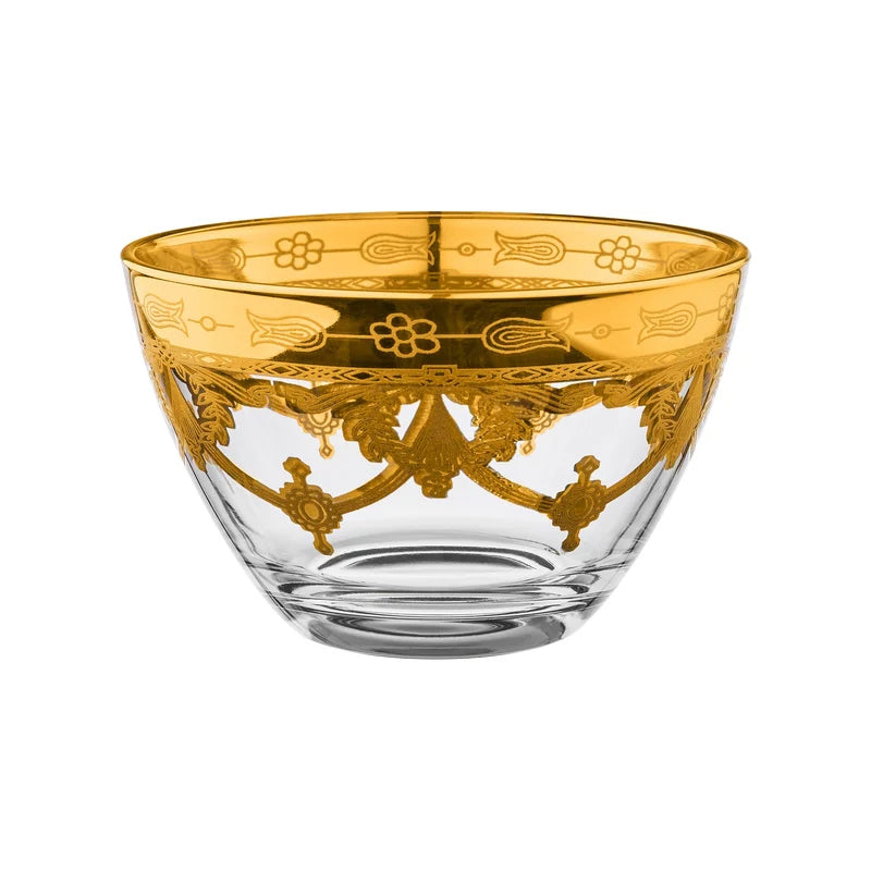 Murano luxury crystal fruit bowl set golden