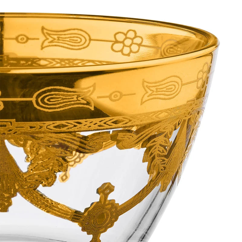 Murano luxury crystal fruit bowl set golden