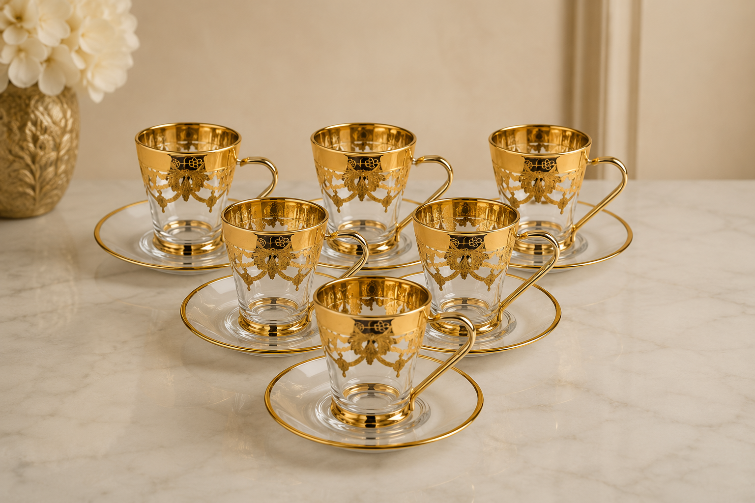 A293 Murano Floral Glasses - Tea