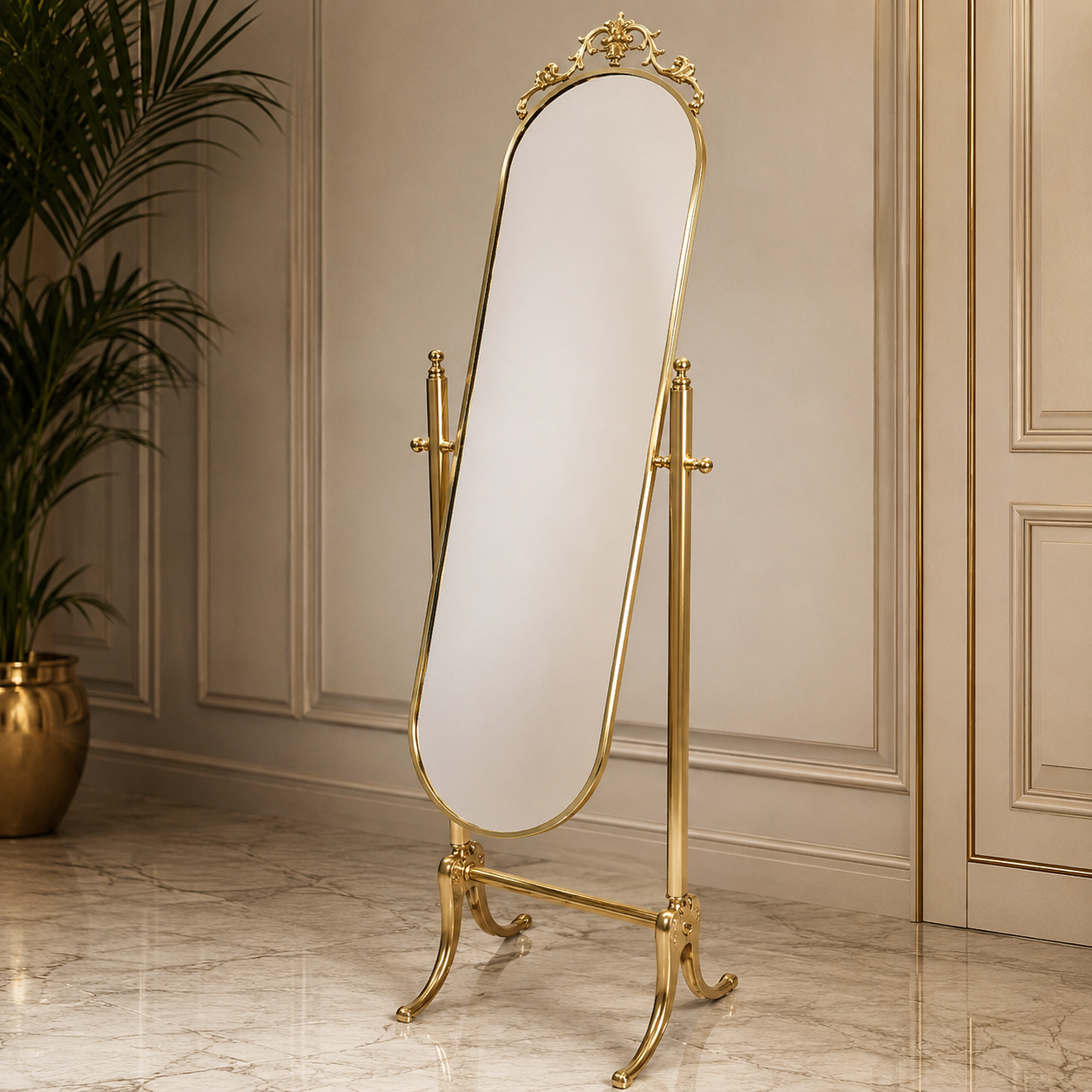 Stand mirror baroque gold