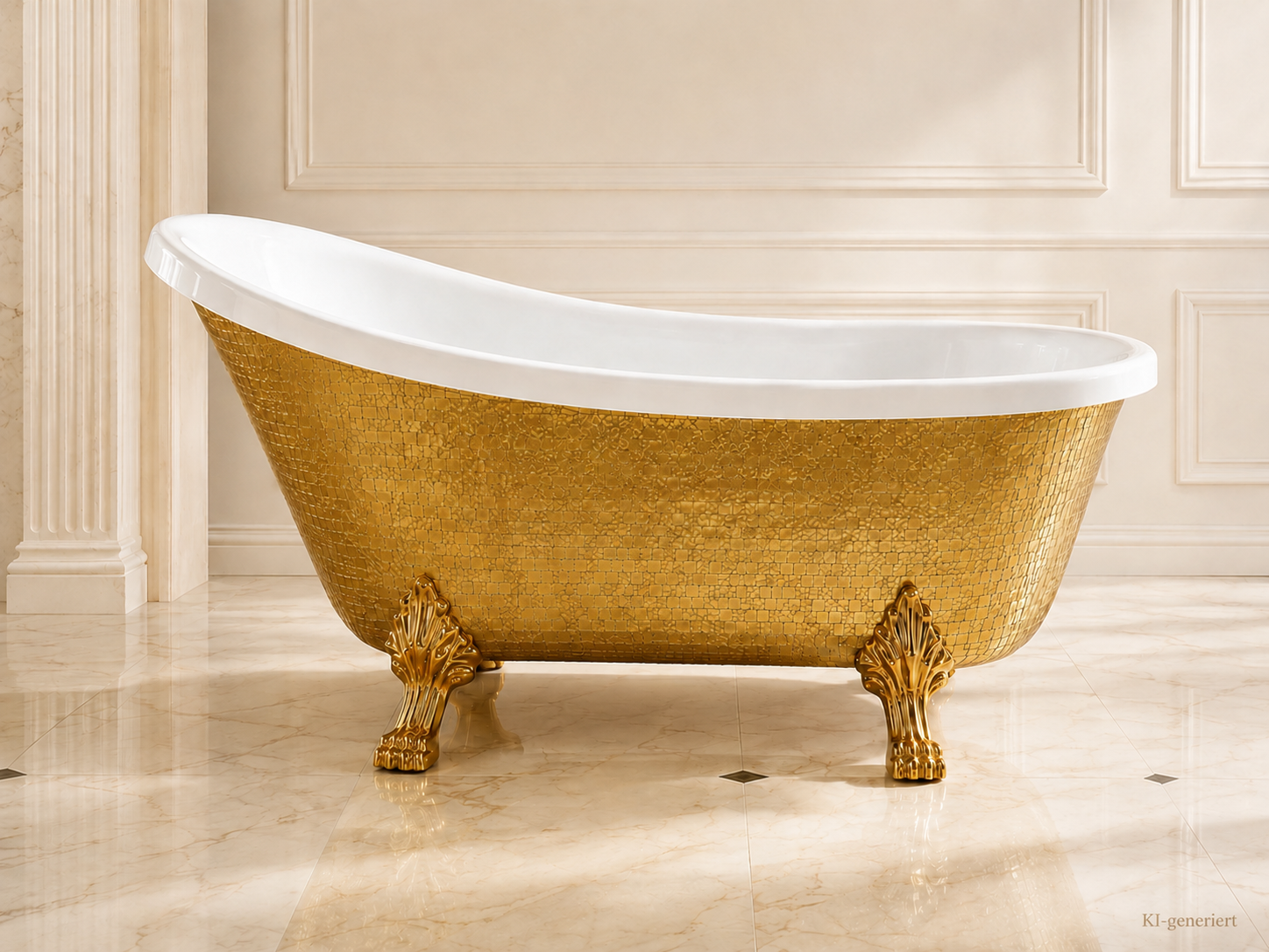 Luxury Bathtub Gold with Pop-Up Drain