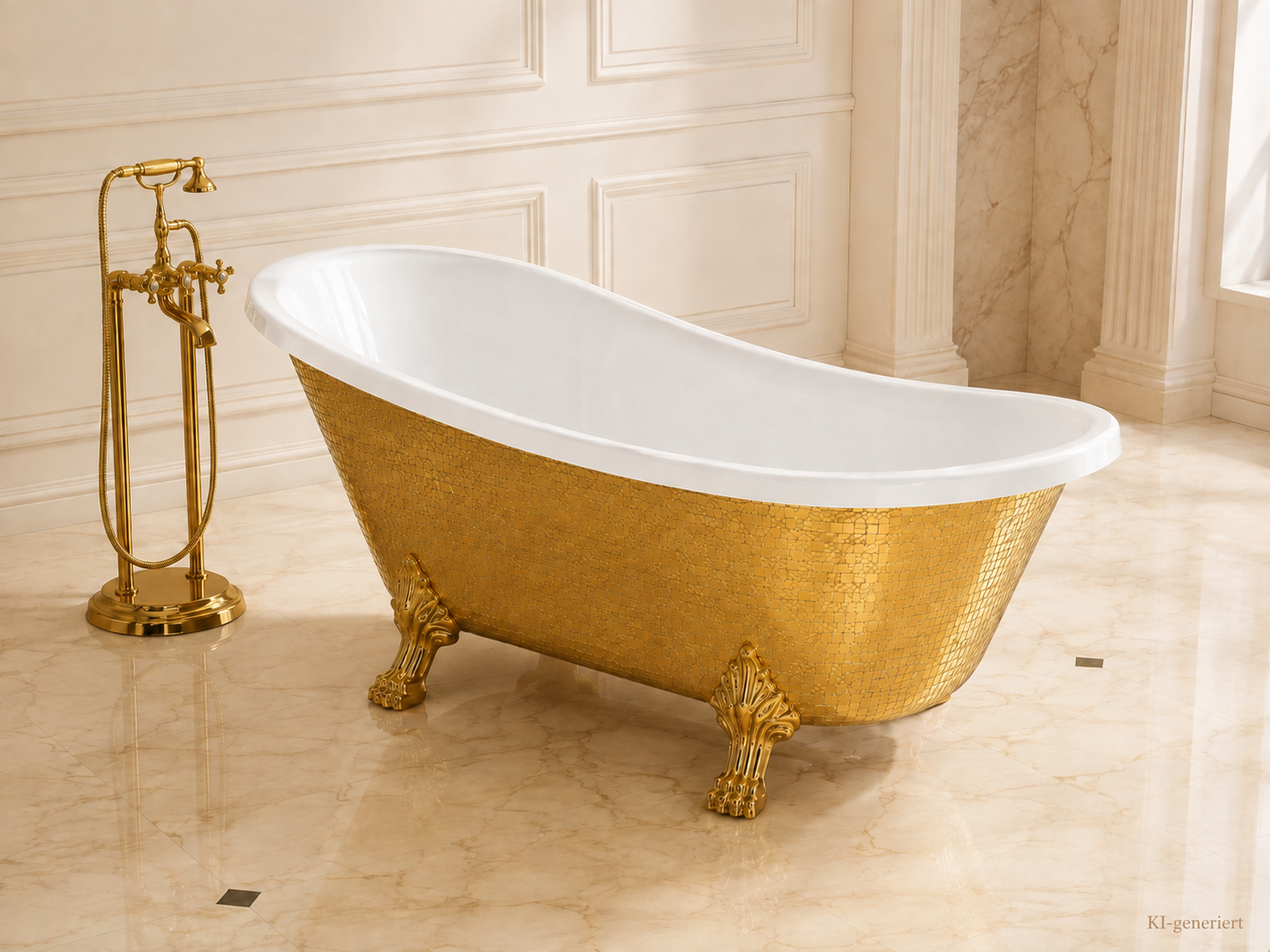 Luxury Bathtub Gold with Pop-Up Drain
